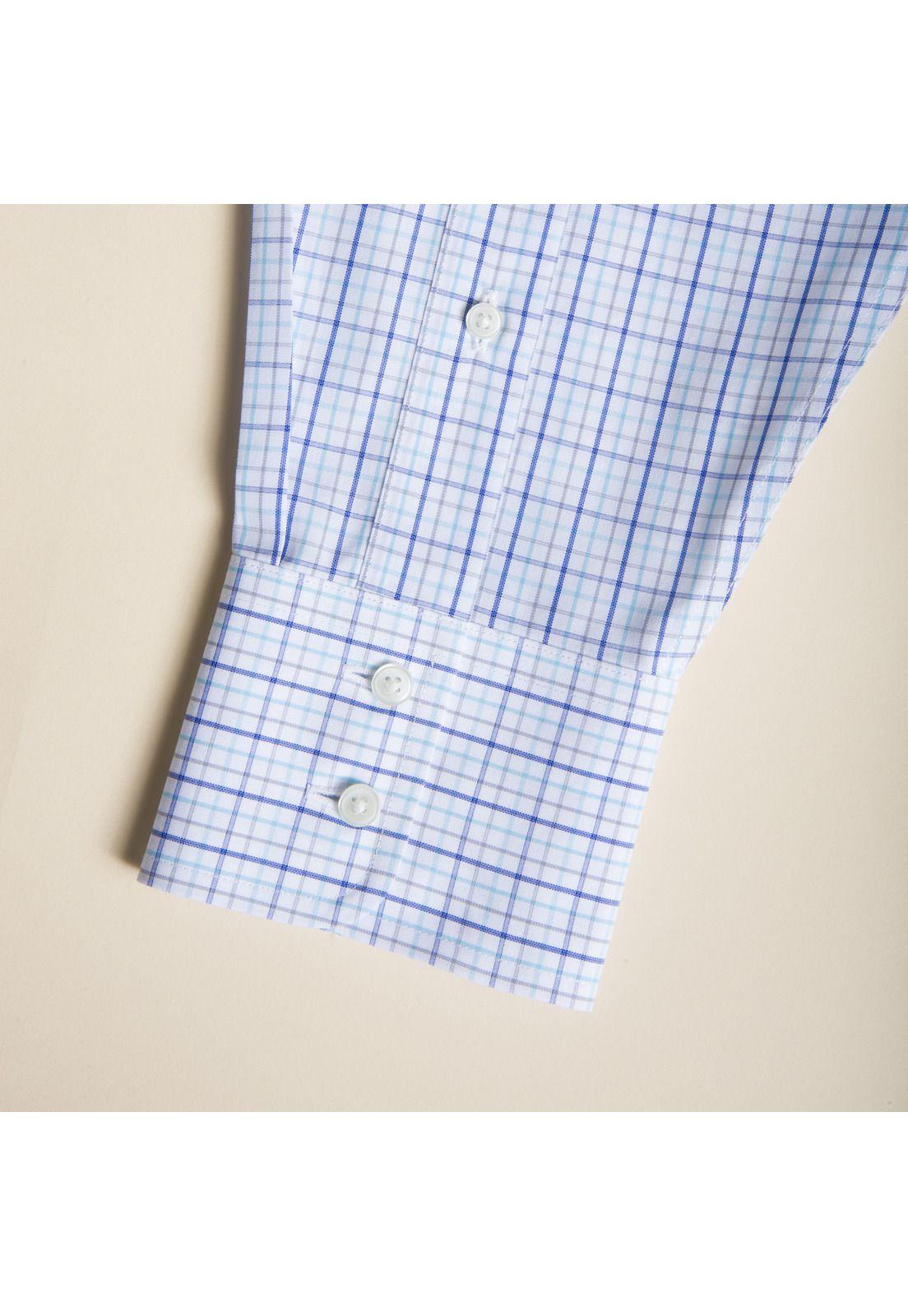 Camisa libre de arrugas Azul-4