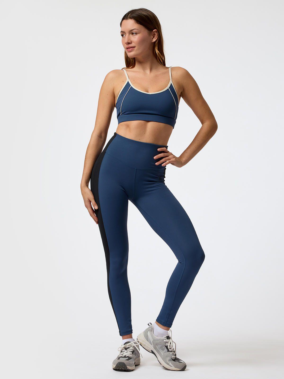 Calza Long Stripes Aloe Azul Mujer-5