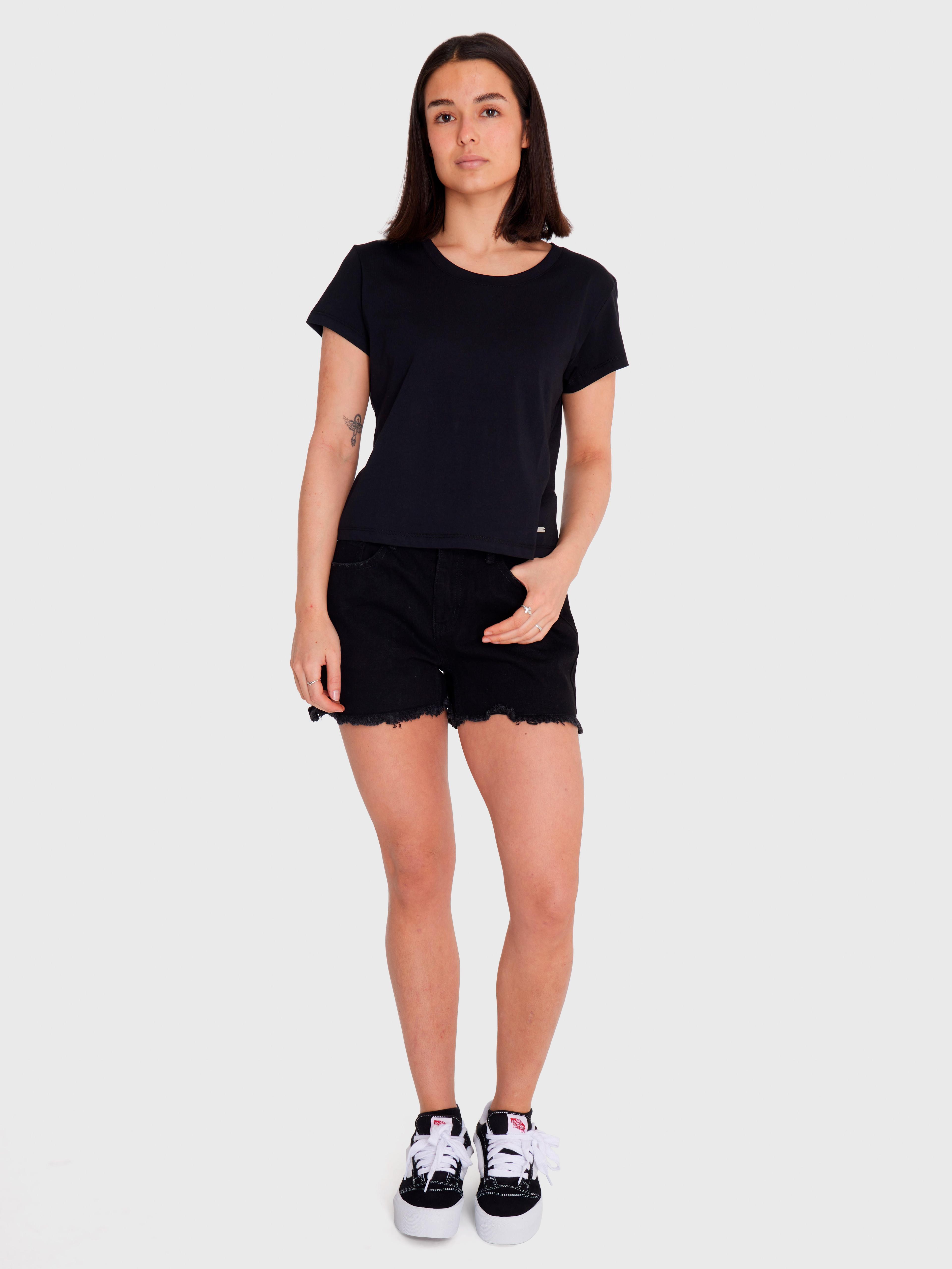 Polera Mujer Essential Crop Negra-0
