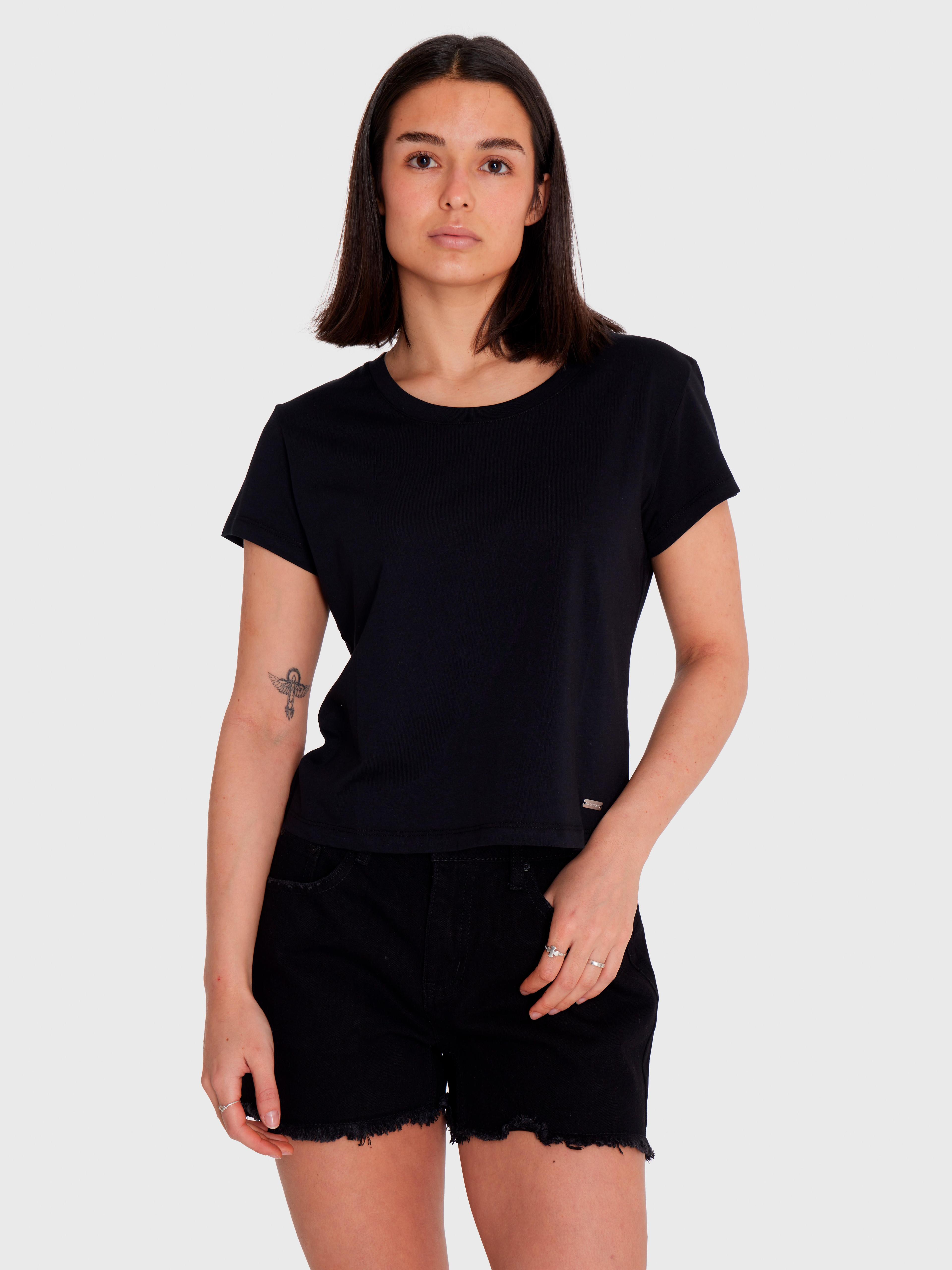Polera Mujer Essential Crop Negra-1