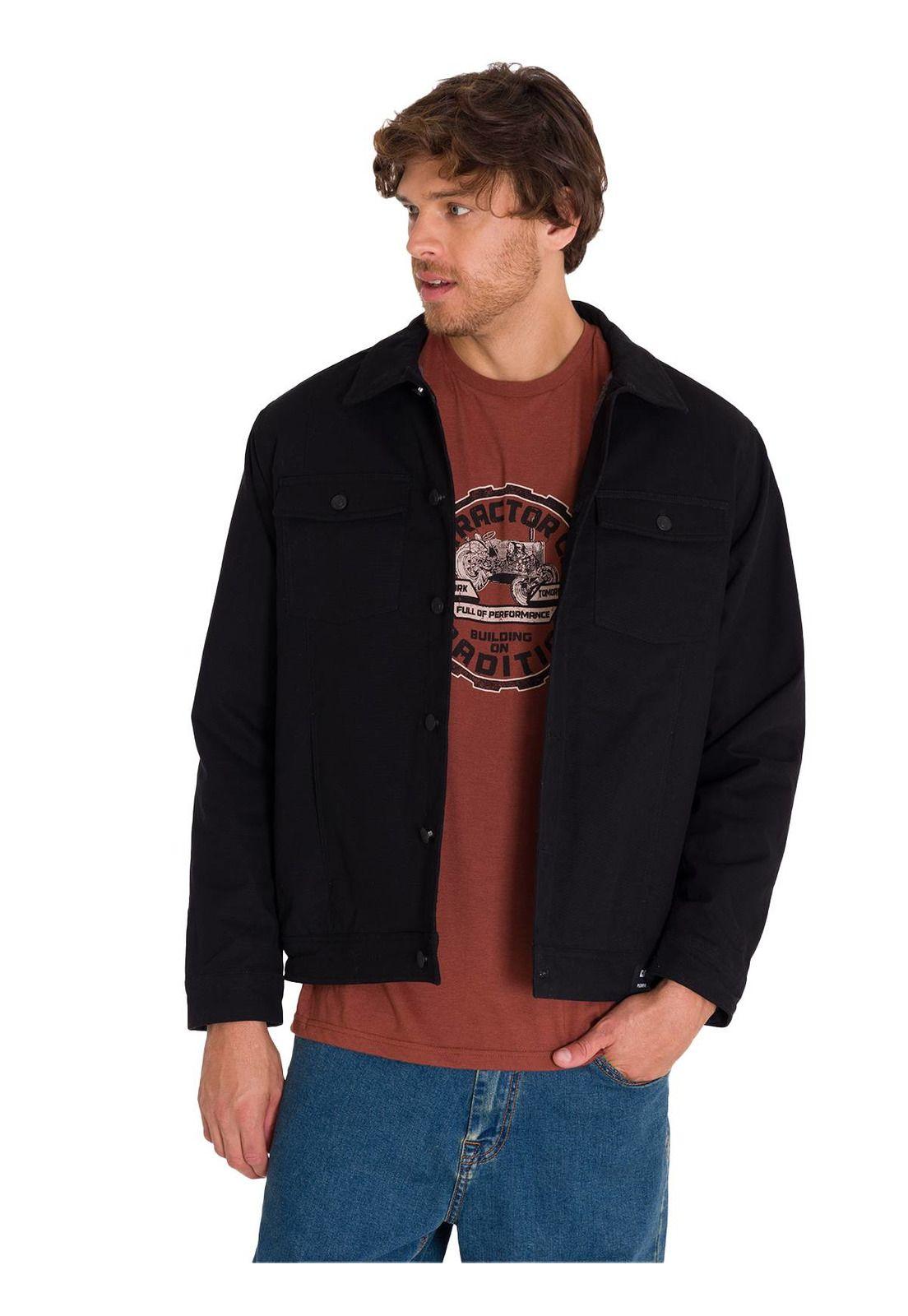 Chaqueta Casual Trucker Hombre Negra-1