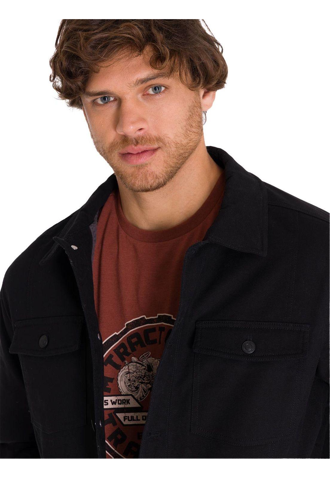 Chaqueta Casual Trucker Hombre Negra-4