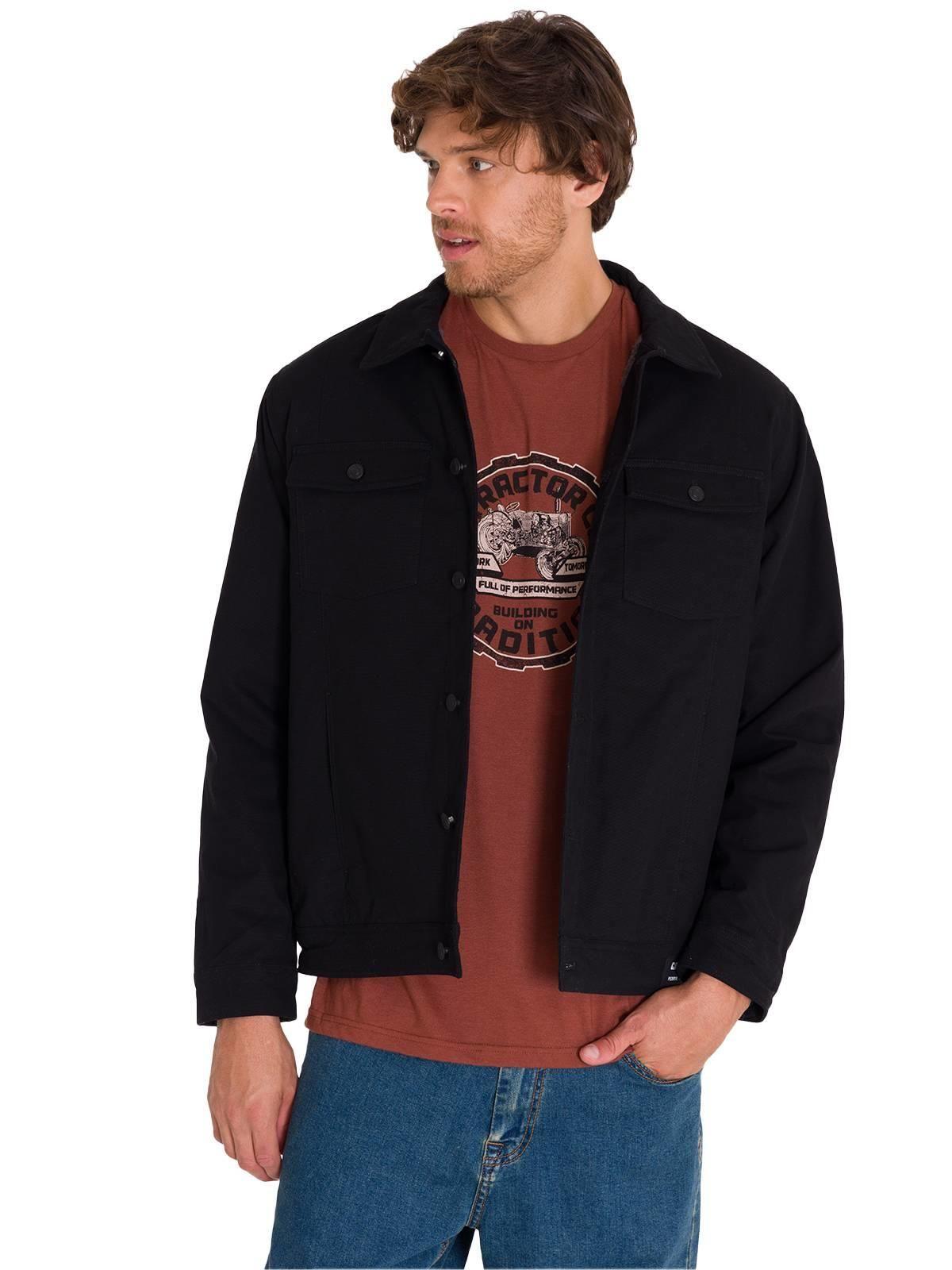 Chaqueta Casual Trucker Hombre Negra-1