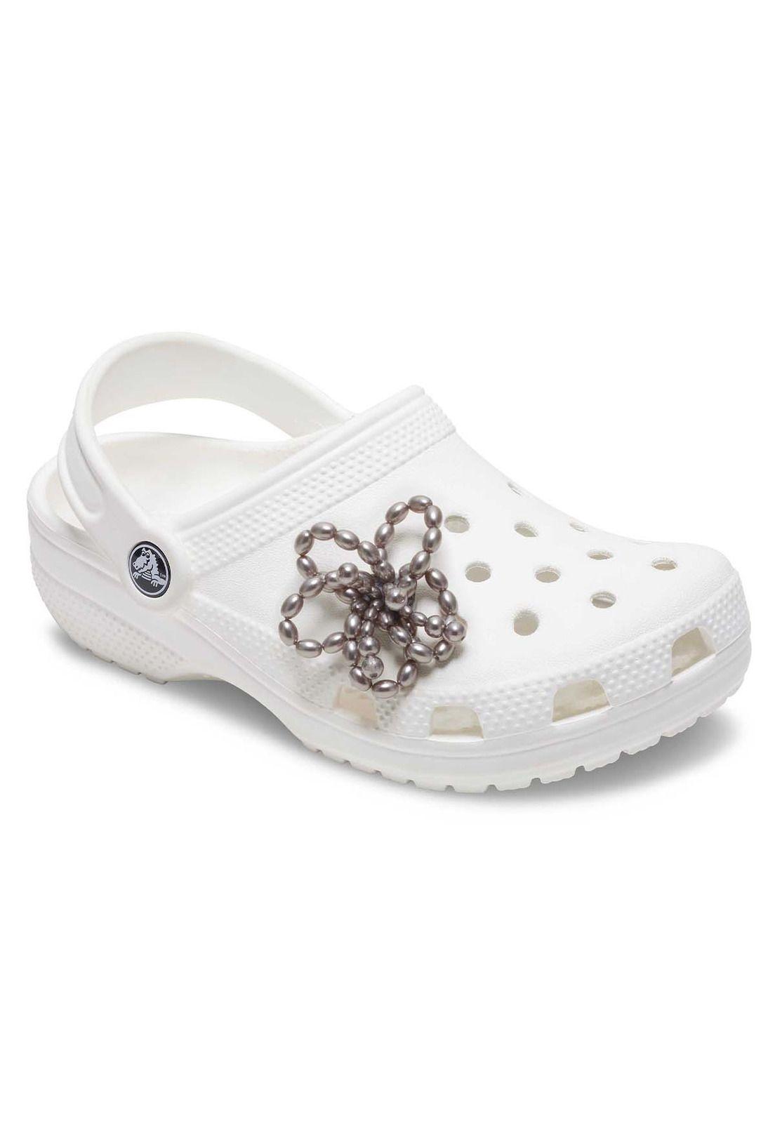 Jibbitz Crocs Flor Clásica Con Cuentas Plateado-1
