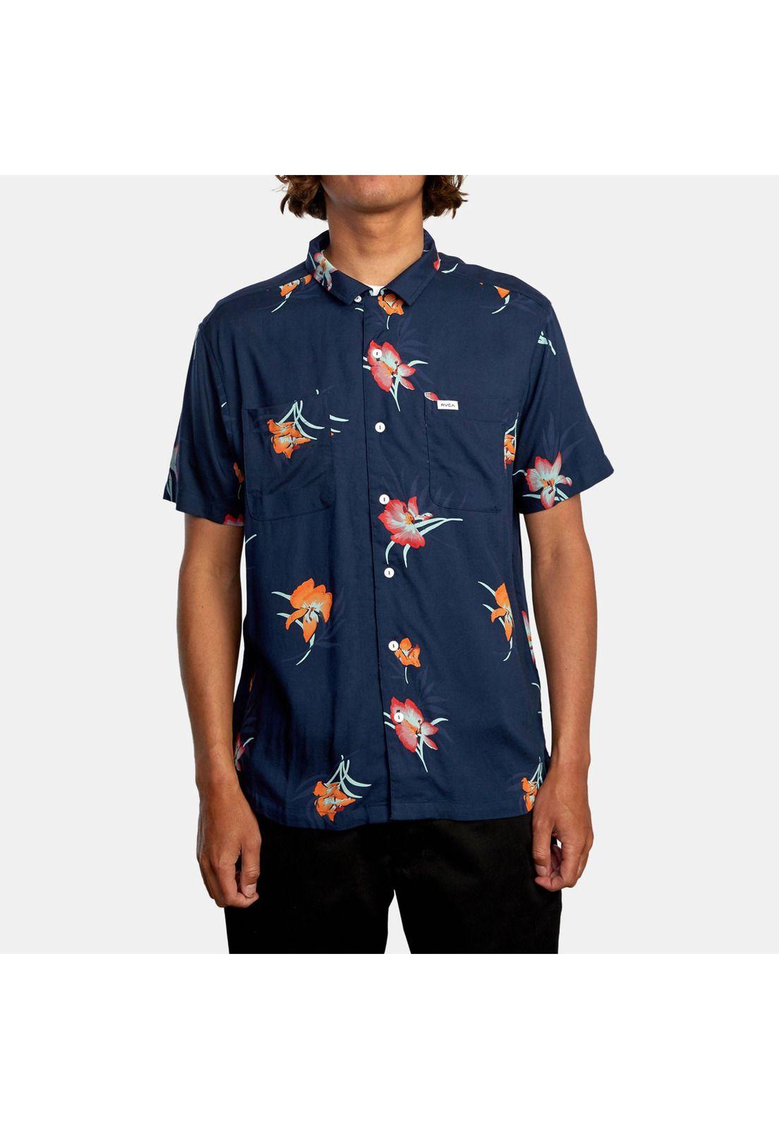 Camisa M/C Hombre Cliffs Floral Azul-0