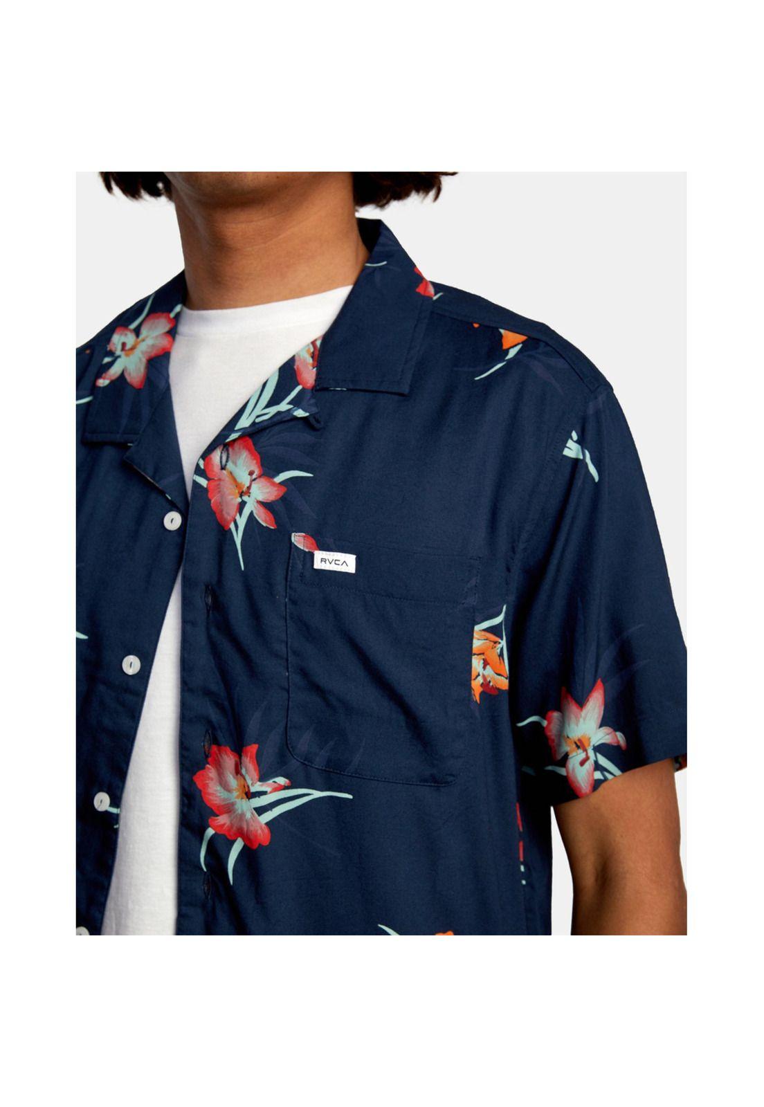 Camisa M/C Hombre Cliffs Floral Azul-2