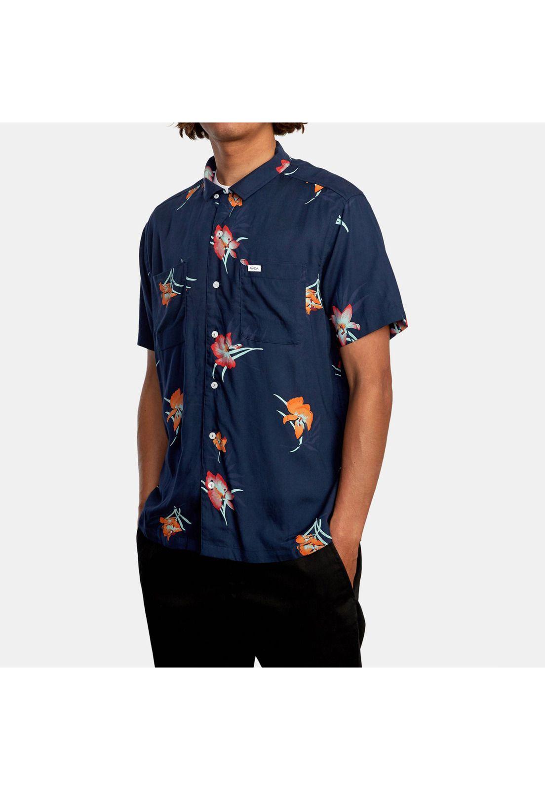 Camisa M/C Hombre Cliffs Floral Azul-3