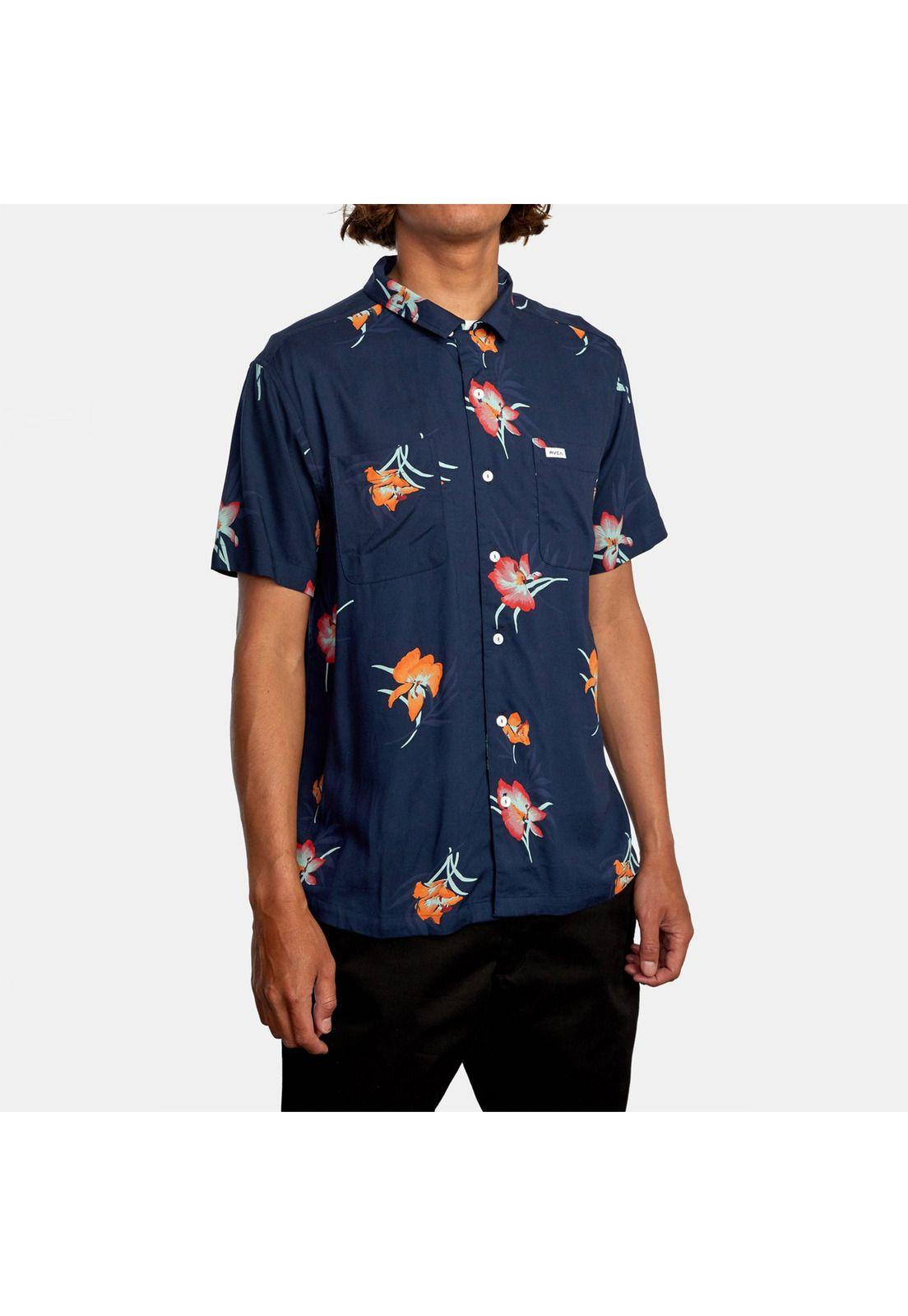 Camisa M/C Hombre Cliffs Floral Azul-4