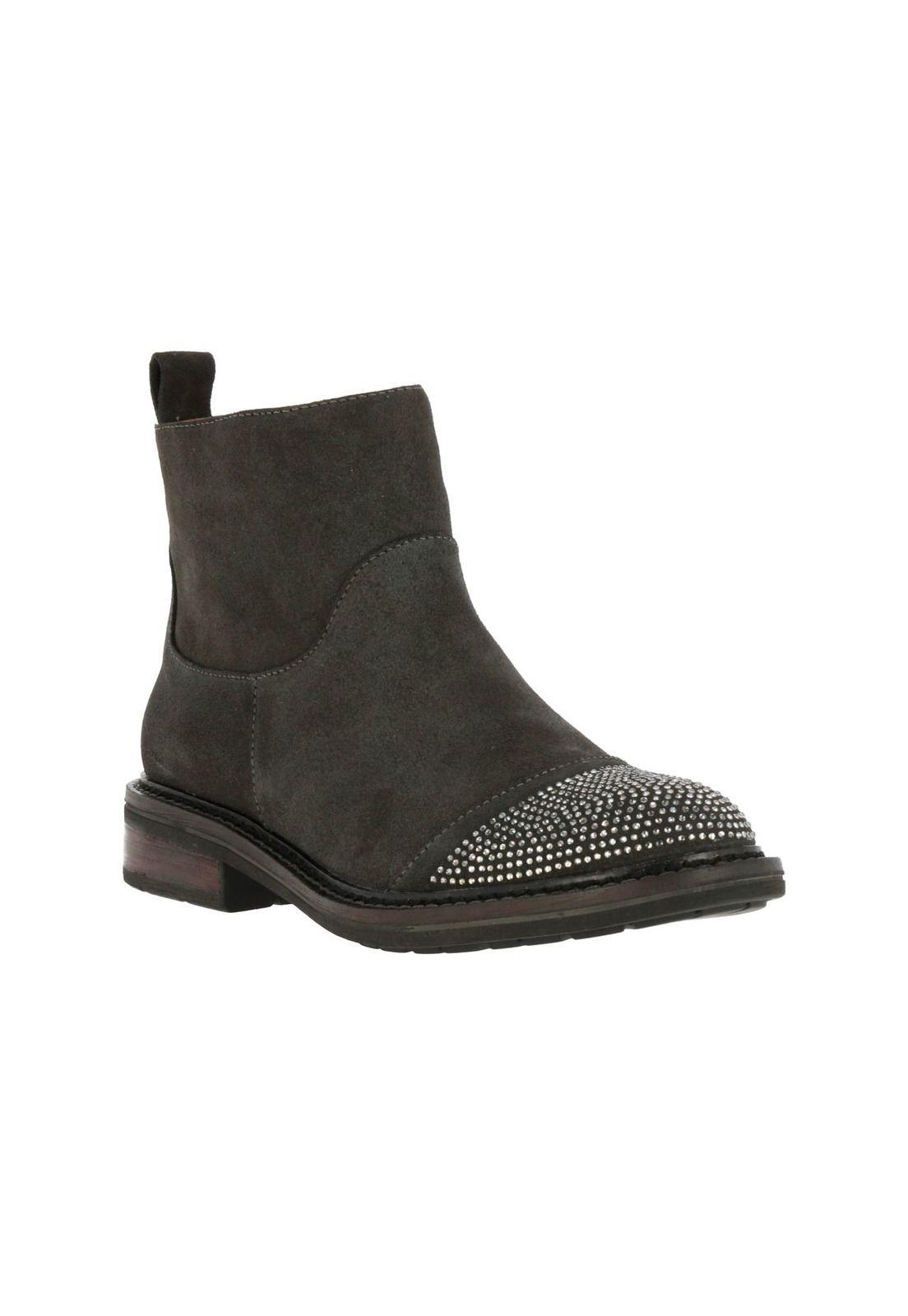 Botin Cuero Mujer Ewell Gris-0
