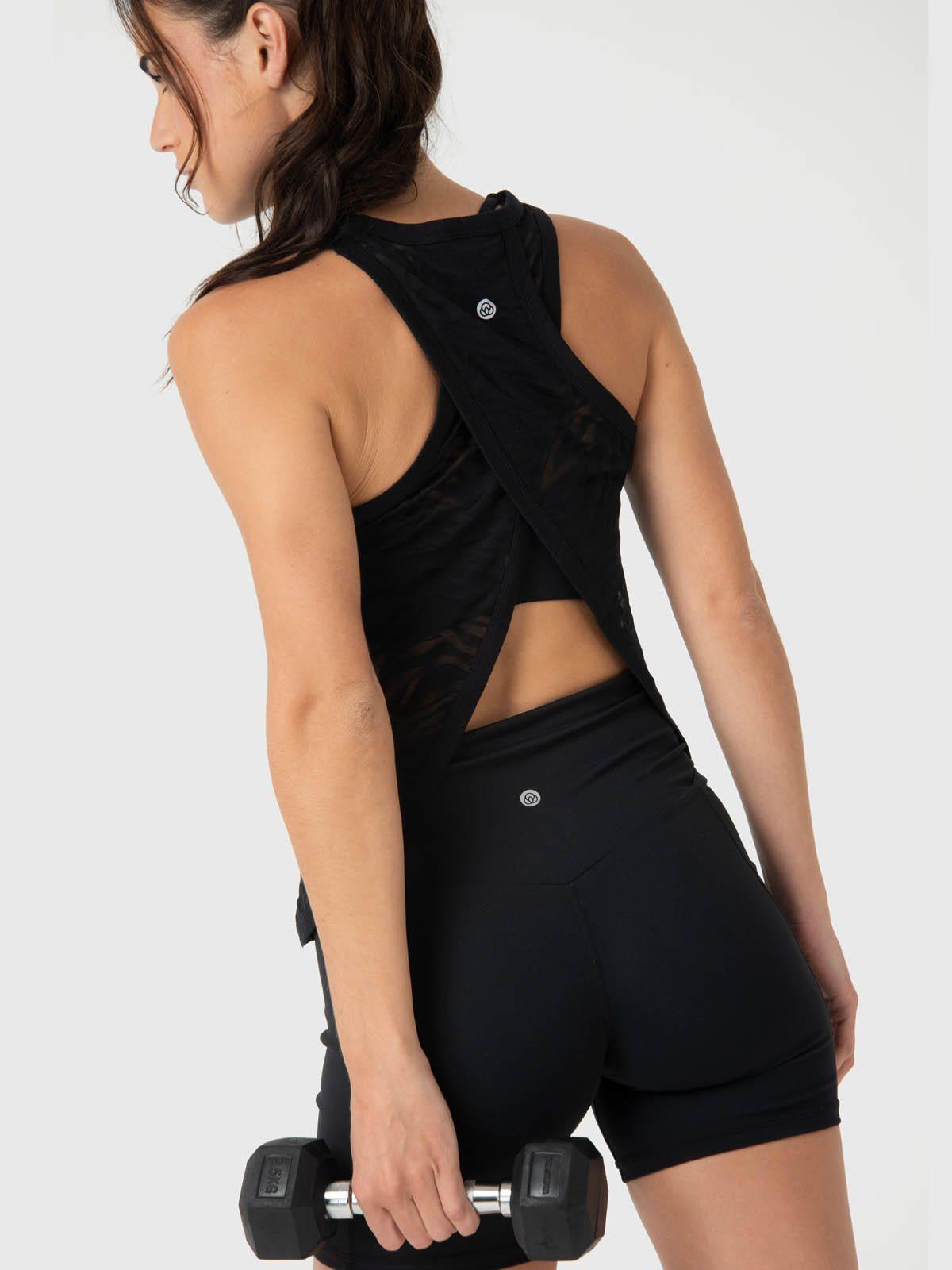 Polera Mujer Burn Out Tank Negra -1