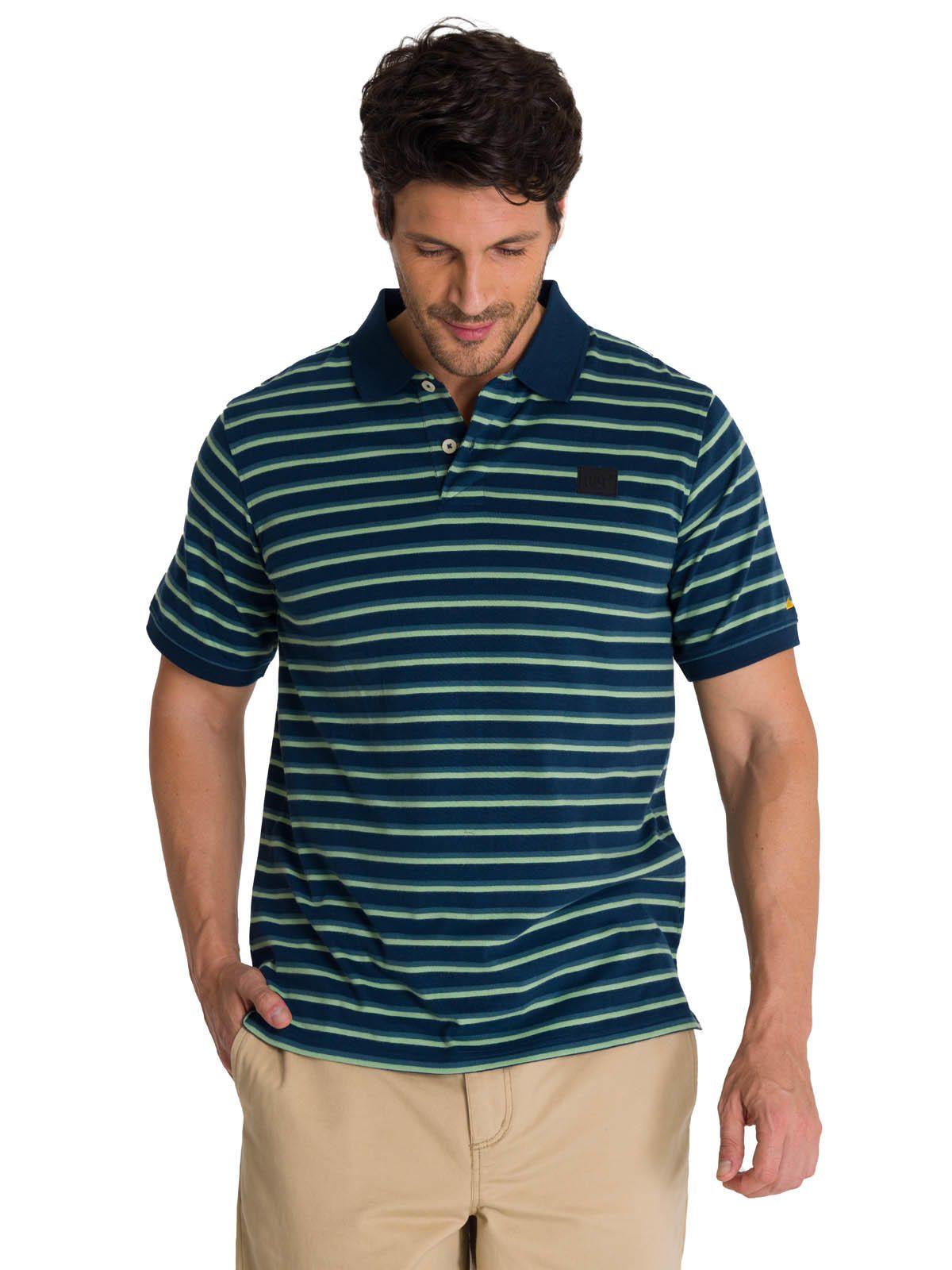 Polera Polo Manga Corta Hombre Logo Rayas Azul -0