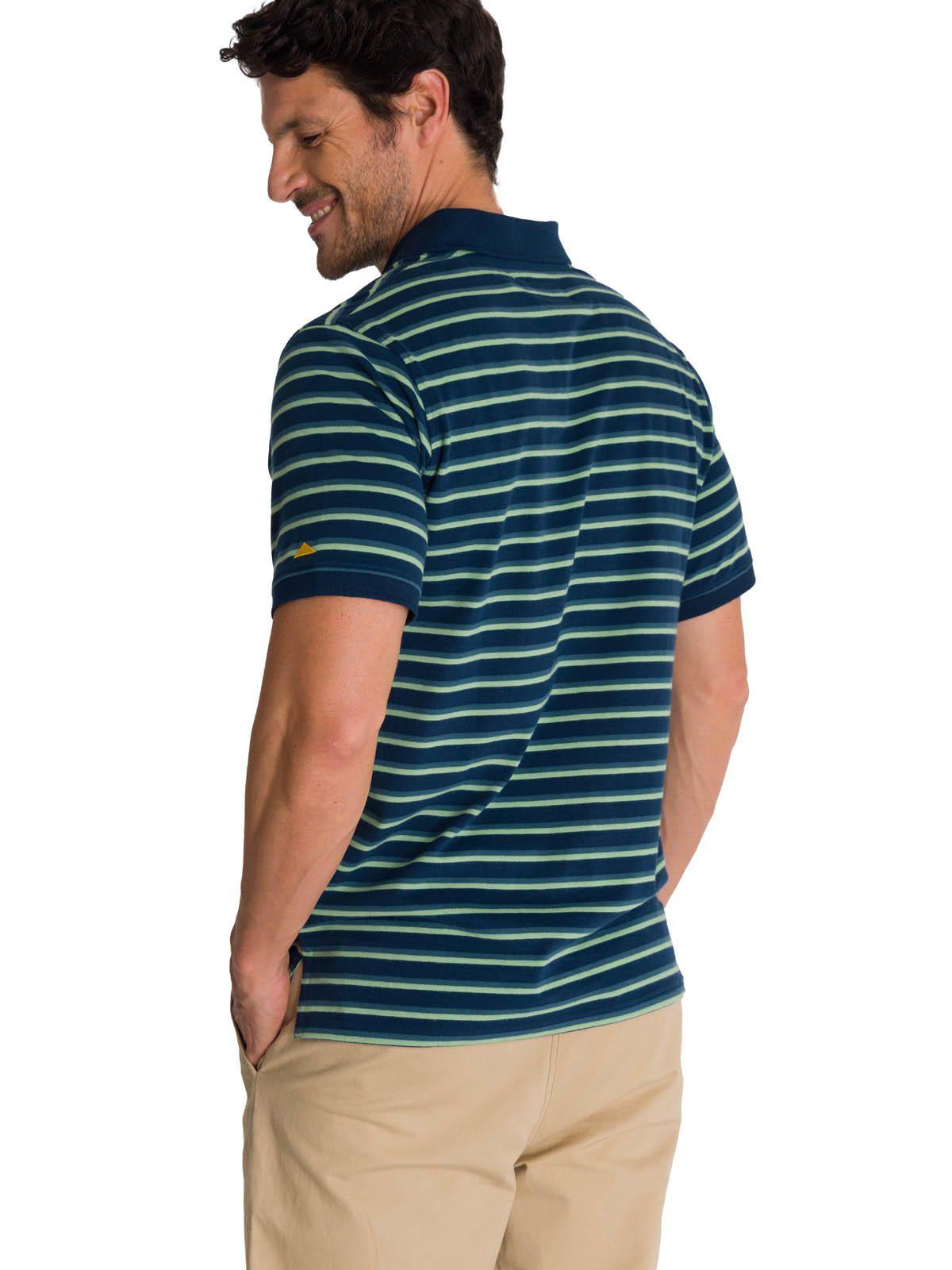 Polera Polo Manga Corta Hombre Logo Rayas Azul -3