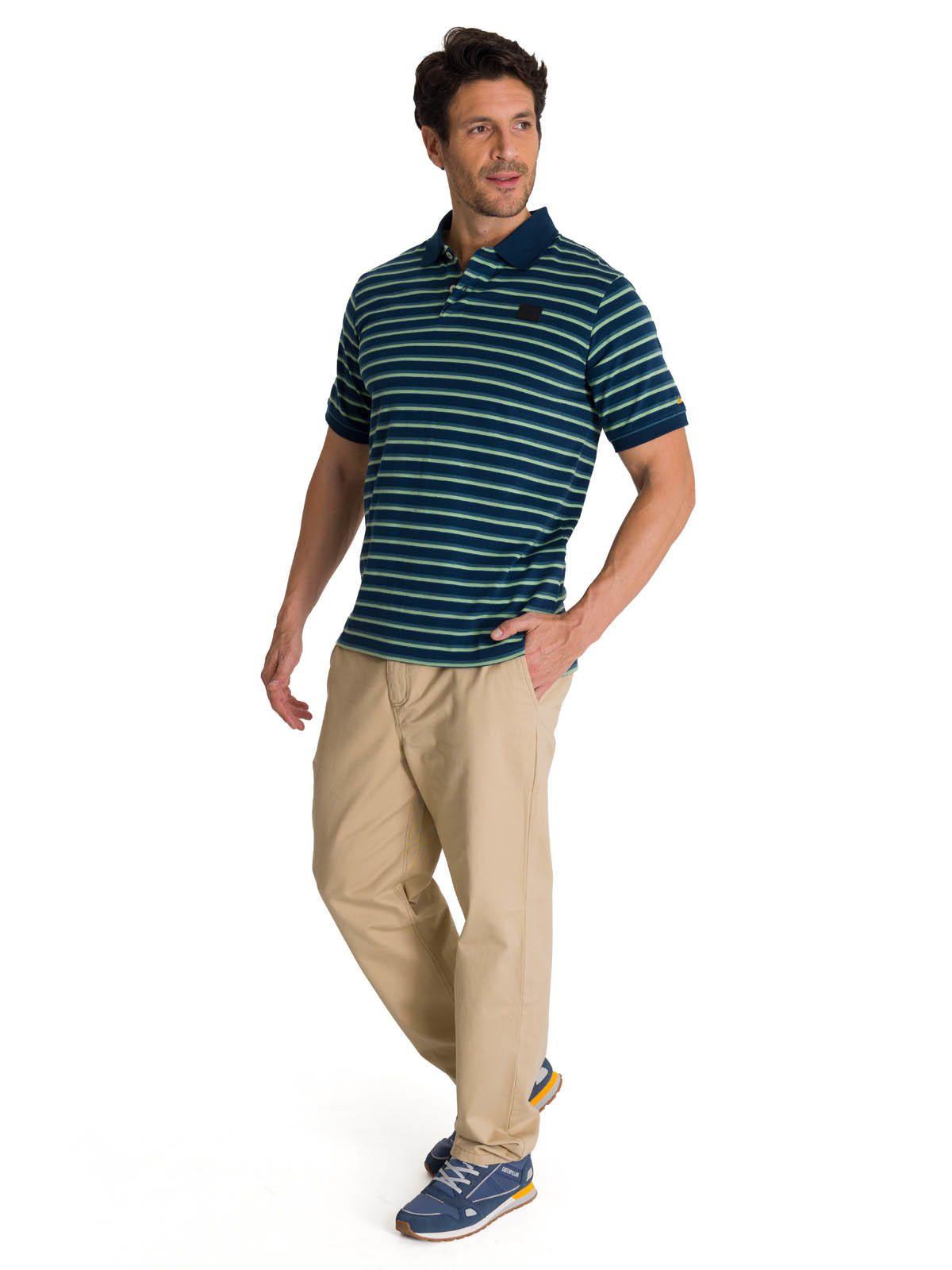 Polera Polo Manga Corta Hombre Logo Rayas Azul -5