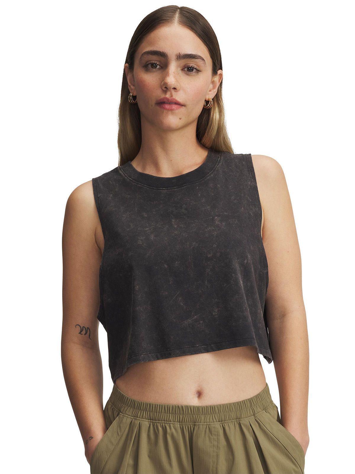 Polera S/M Mujer Branded Wash Crop Tank Polera Negro-0