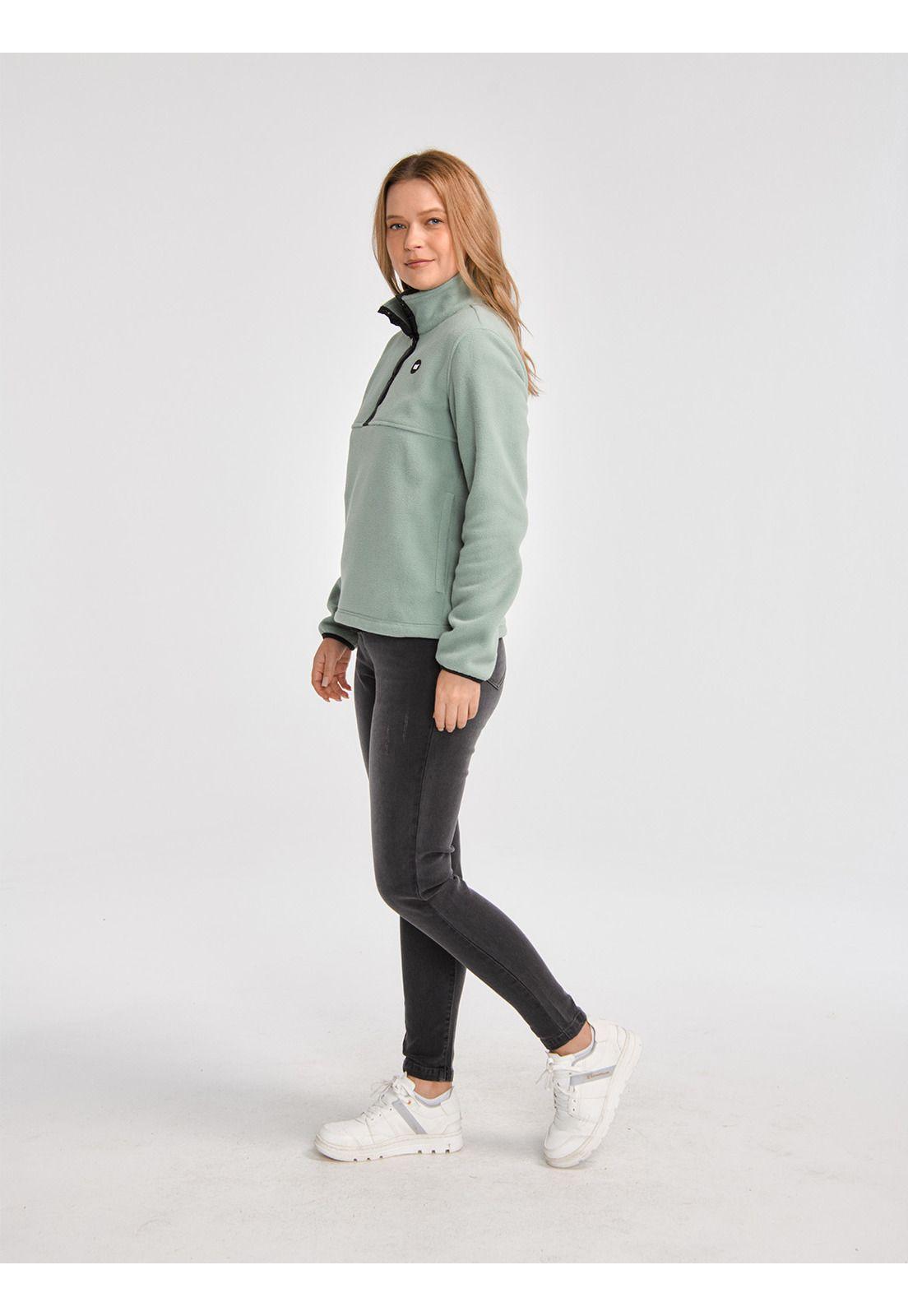 Polar Mujer W Polar Fleece Half Snap PoVerde-6