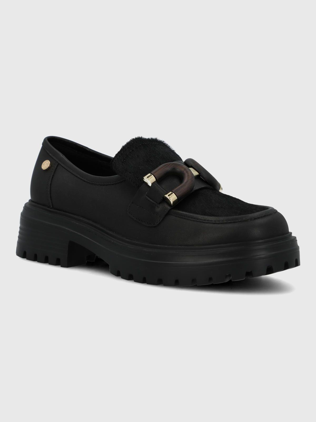 Mocasin Cuero Mujer Botana Negro-0
