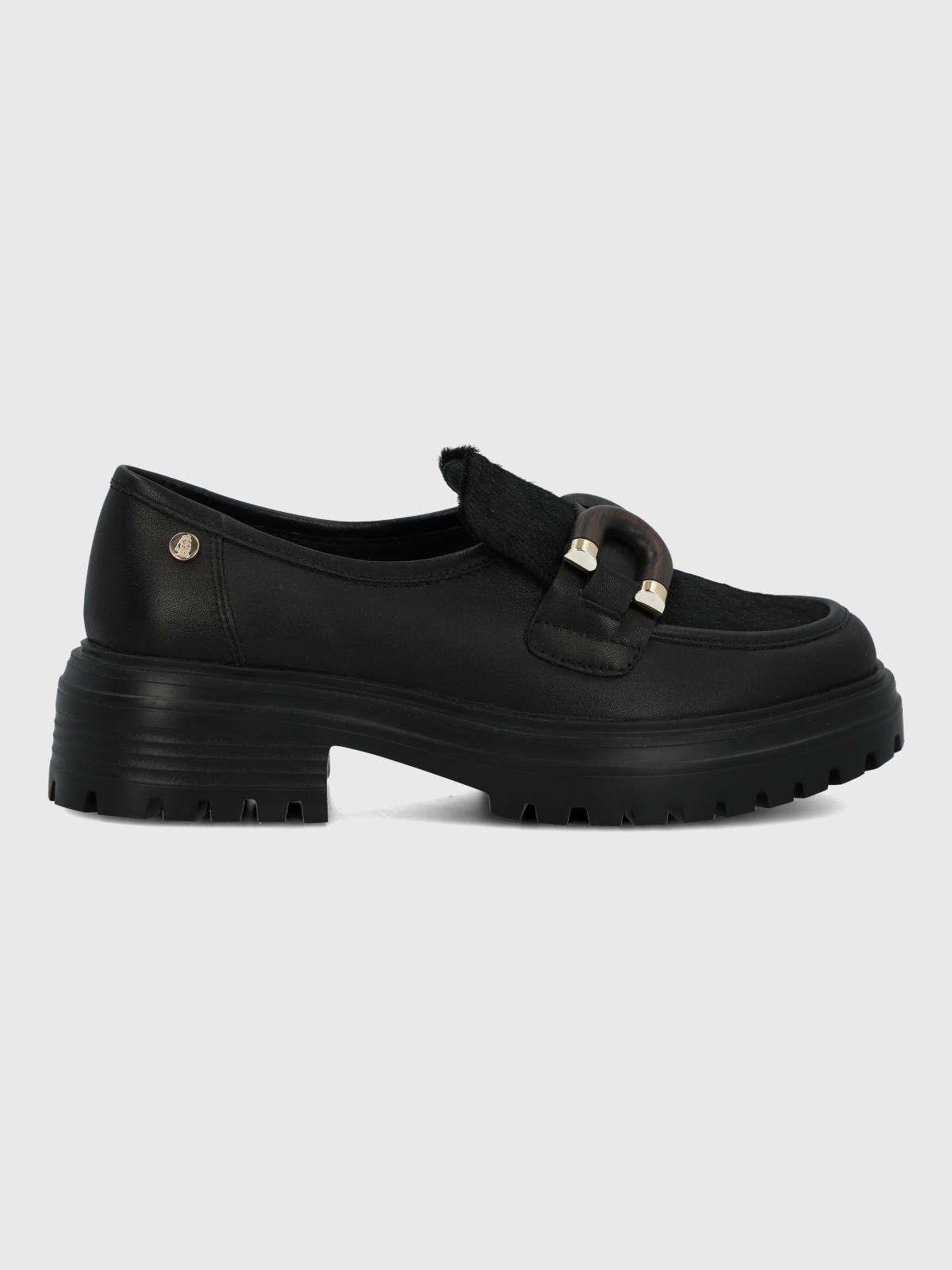 Mocasin Cuero Mujer Botana Negro-1