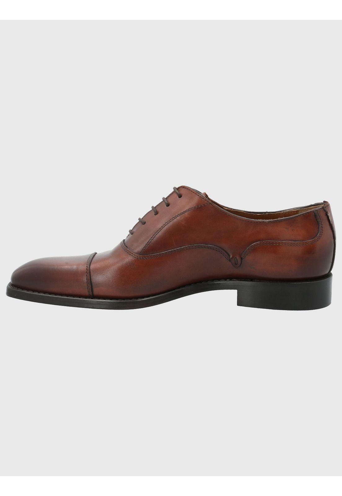 Zapato Cuero Hombre Poleone Café-5
