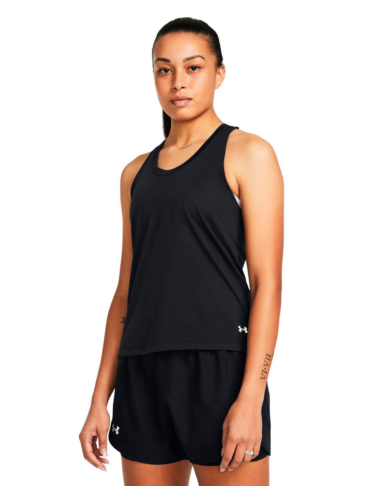 Polera sin mangas Running UA mujer Launch negro-3