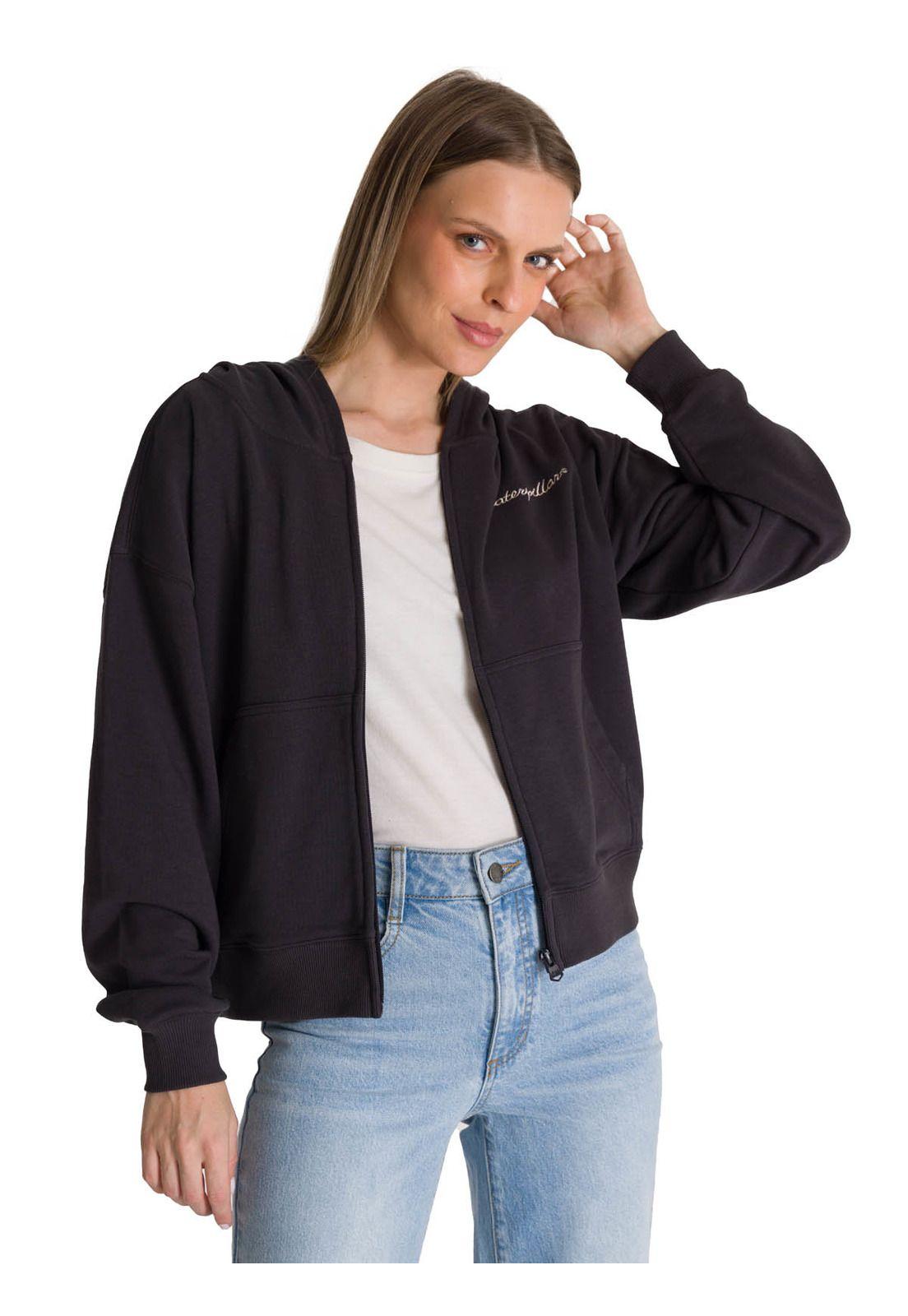 Polerón Crewneck Mujer Relaxed French Terry Negro-1