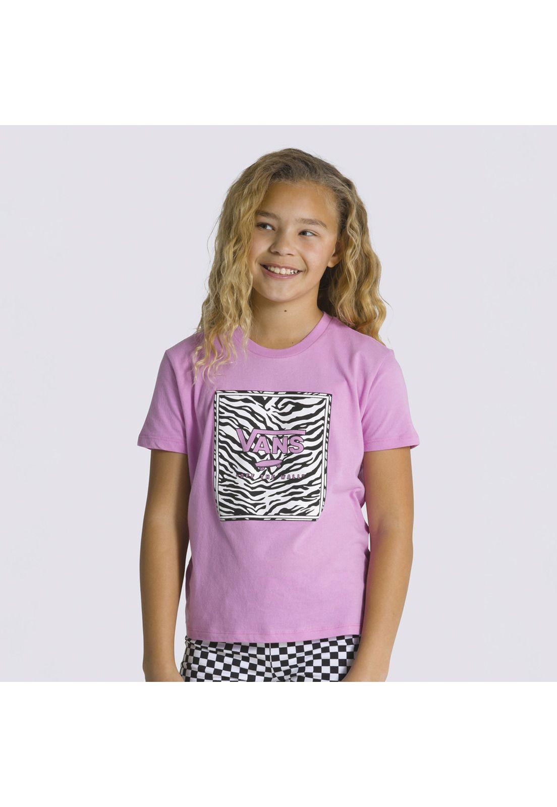 Polera Manga Corta Animal Box Crew Rosado Niño-0