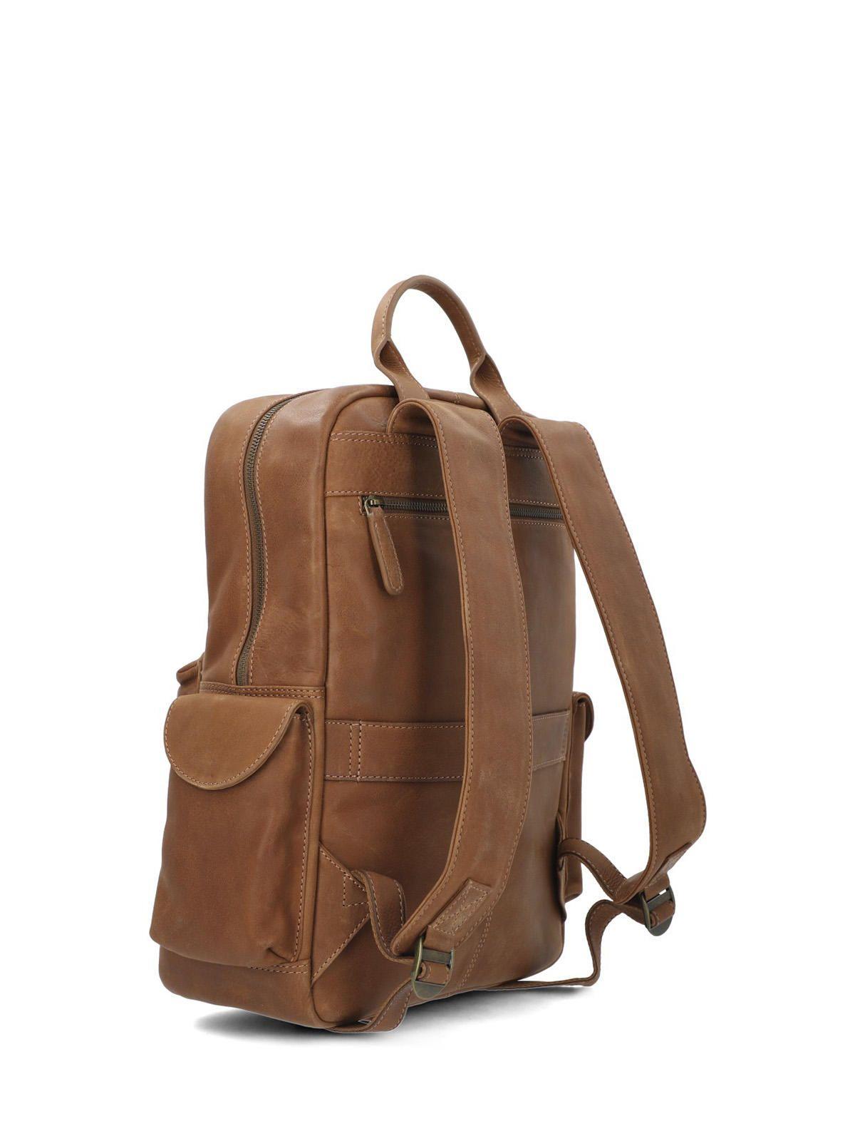 Mochila Cuero Unisex Th Harper Back Café-2