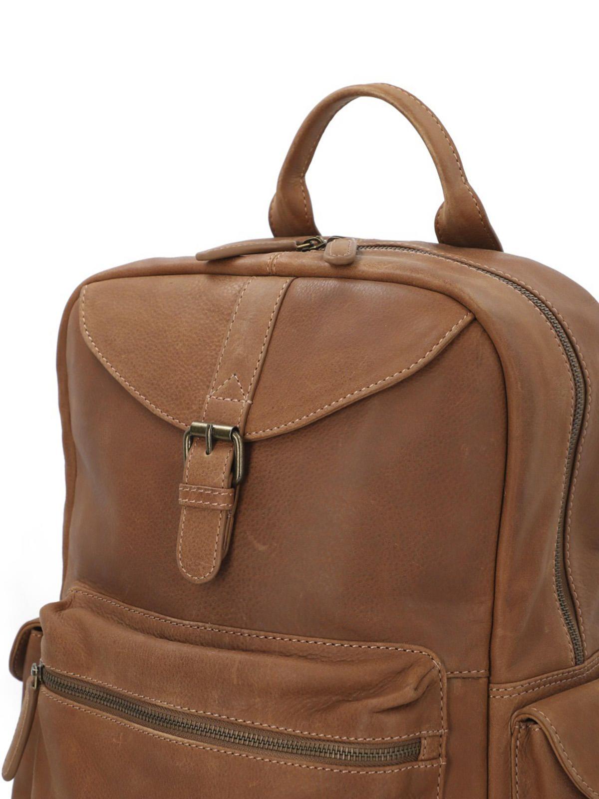 Mochila Cuero Unisex Th Harper Back Café-4