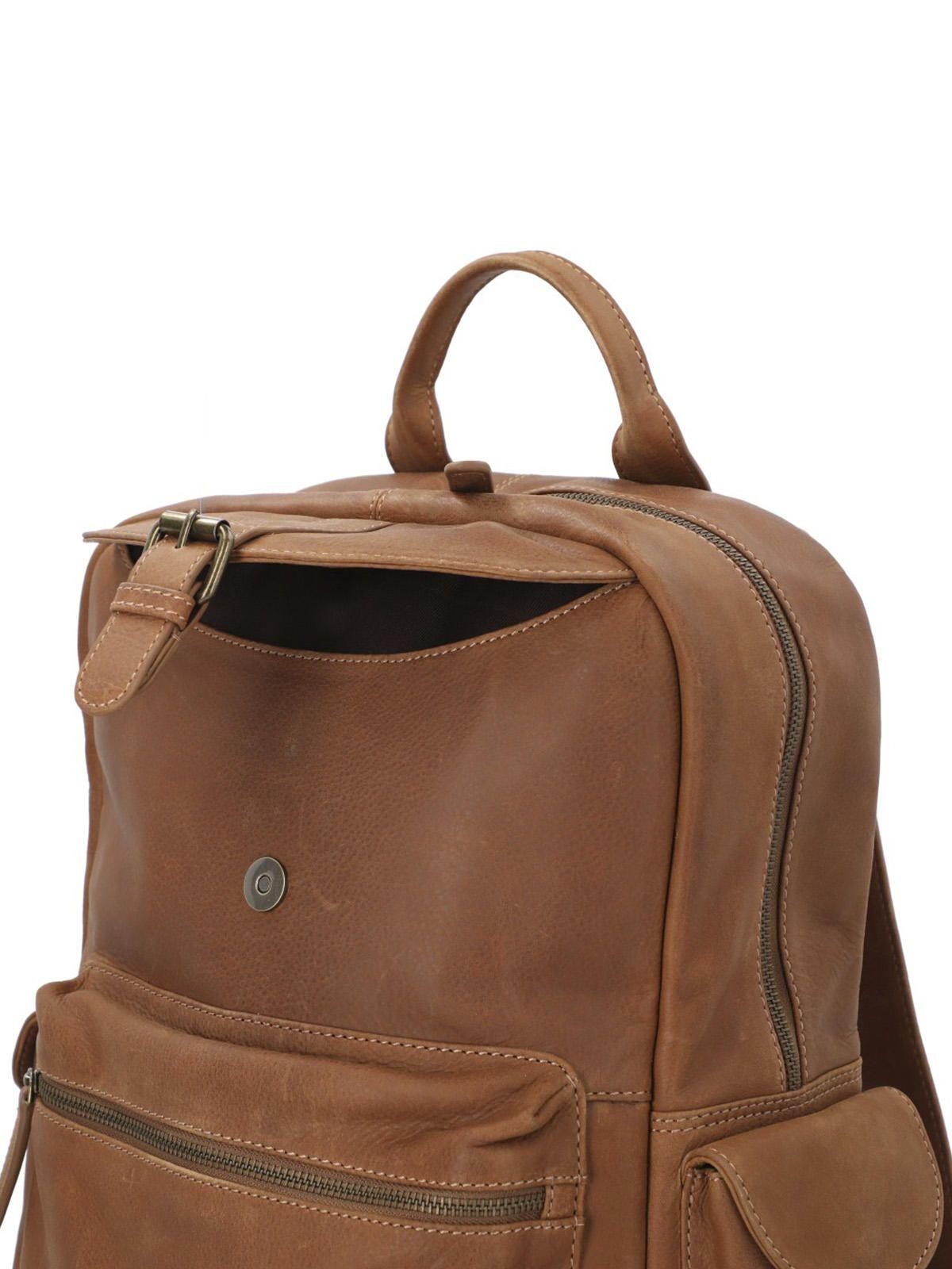 Mochila Cuero Unisex Th Harper Back Café-5