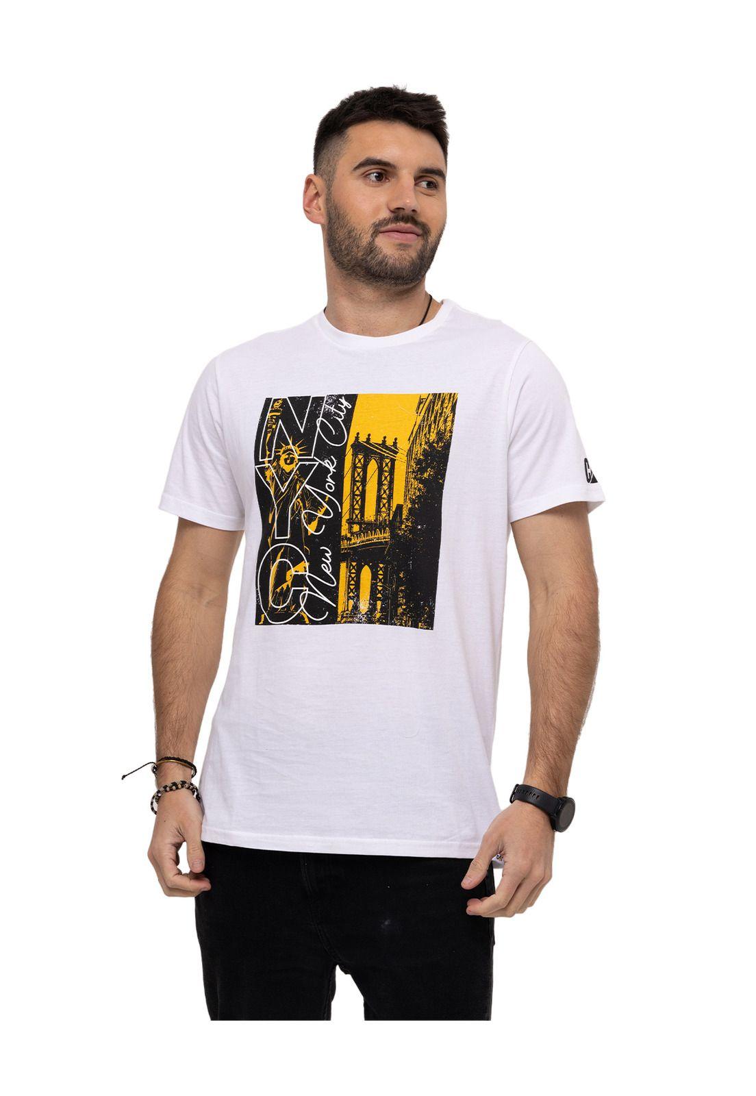 Polera M/C Retro Sports Graphic Blanco Hombre-0