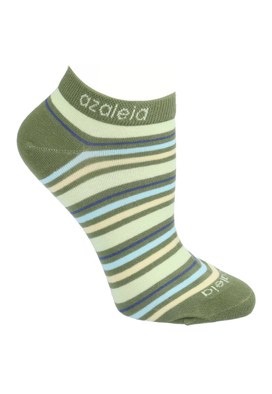 Calcetín Mujer Ped Stripe Verde-0