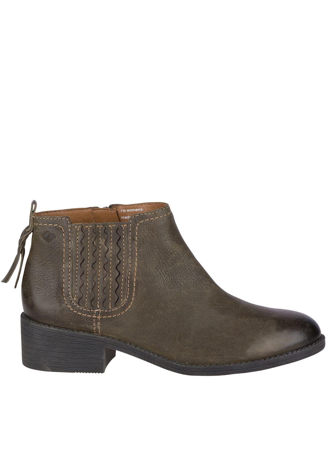 Botín Cuero Juniper Bree Verde oscuro Mujer Sperry-1