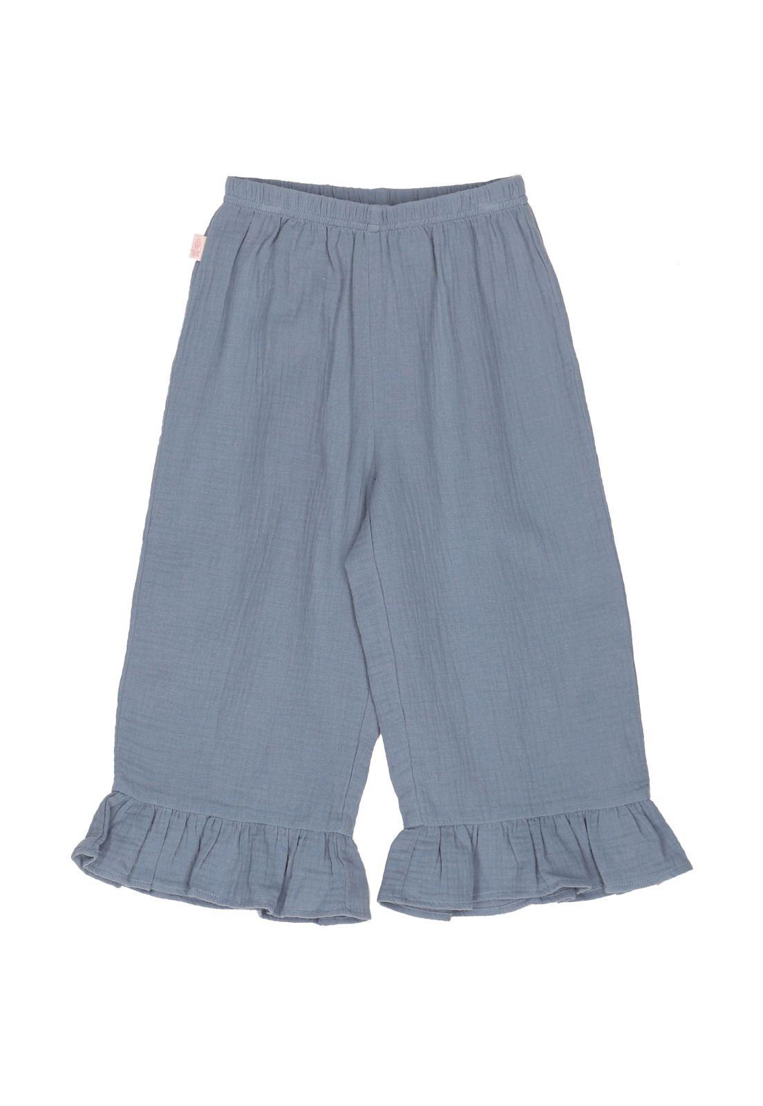 Pantalón Niña Amplio Celeste-0