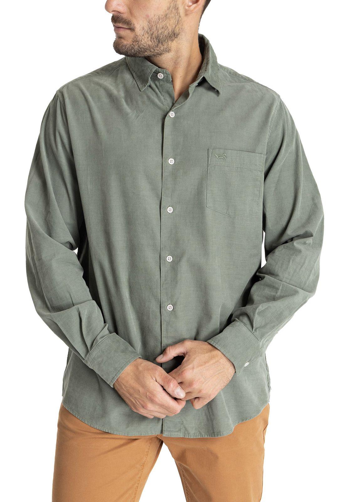 Camisa M/L Hombre Corduroy Verde-4