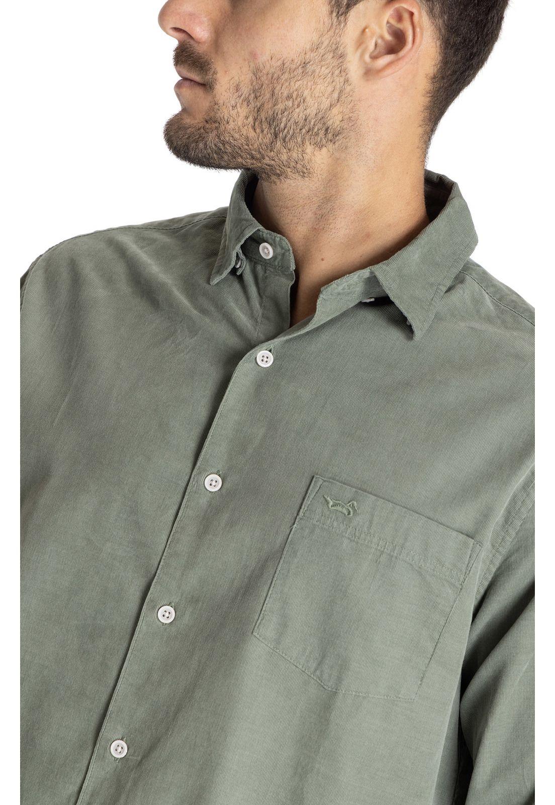 Camisa M/L Hombre Corduroy Verde-6