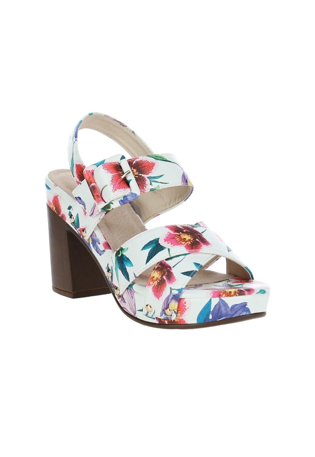 Sandalia Mujer Lady Blanco Floral-1