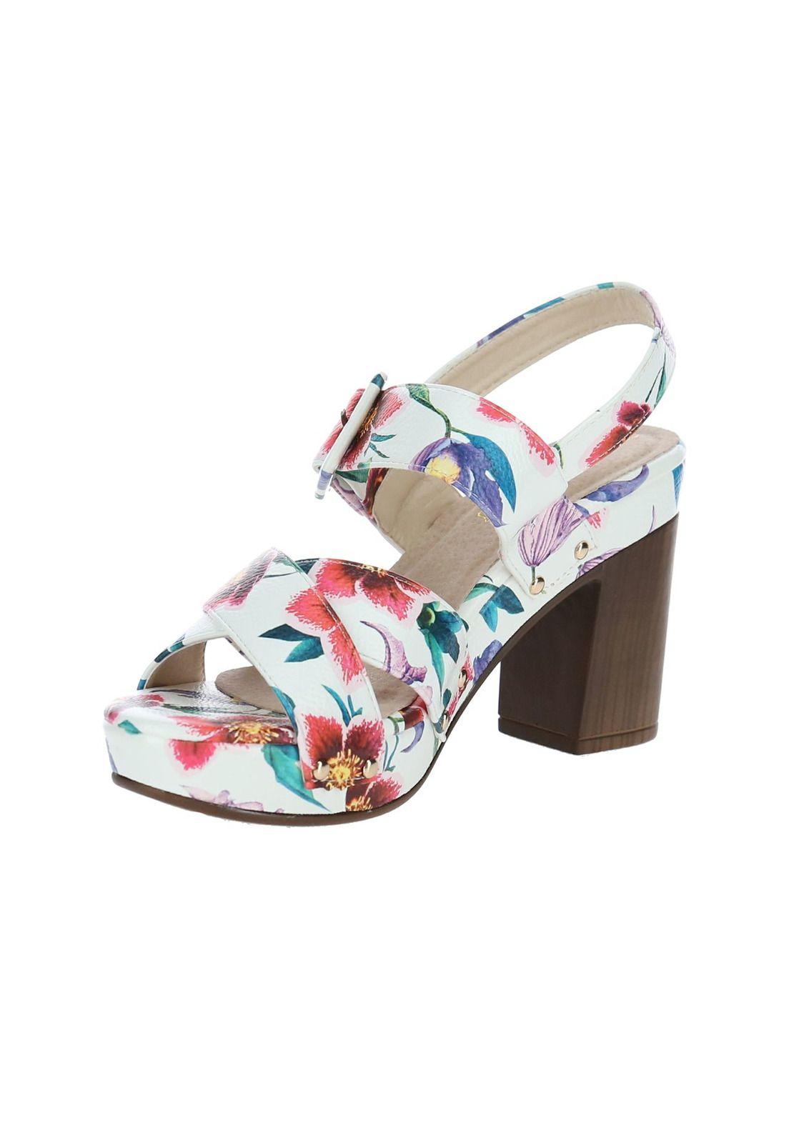 Sandalia Mujer Lady Blanco Floral-3