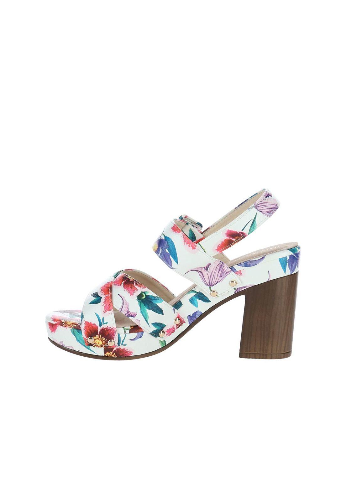 Sandalia Mujer Lady Blanco Floral-4
