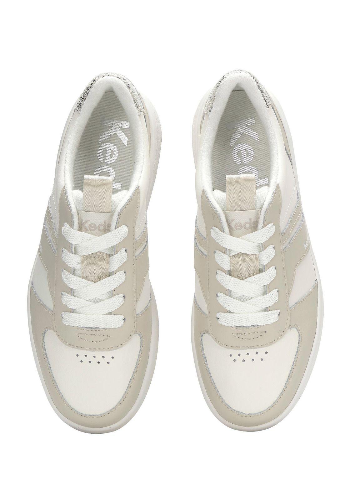 Zapatilla Cuero Mujer Court Beige-4