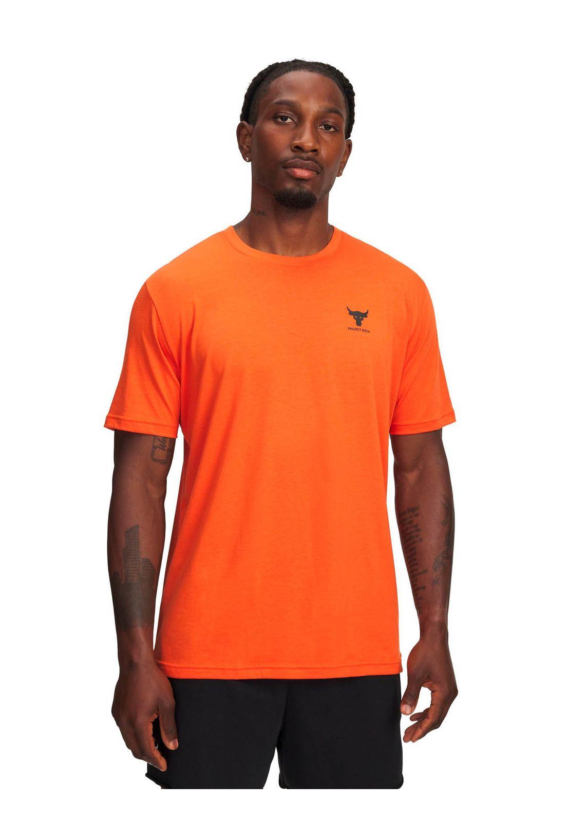Polera Manga Corta Training para hombre Porject Rock naranja -0