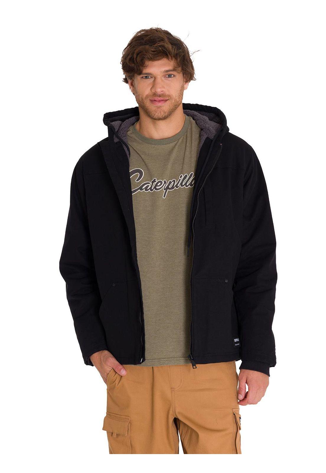 Chaqueta Hooded Sherpa Lined Hombre Negra-0