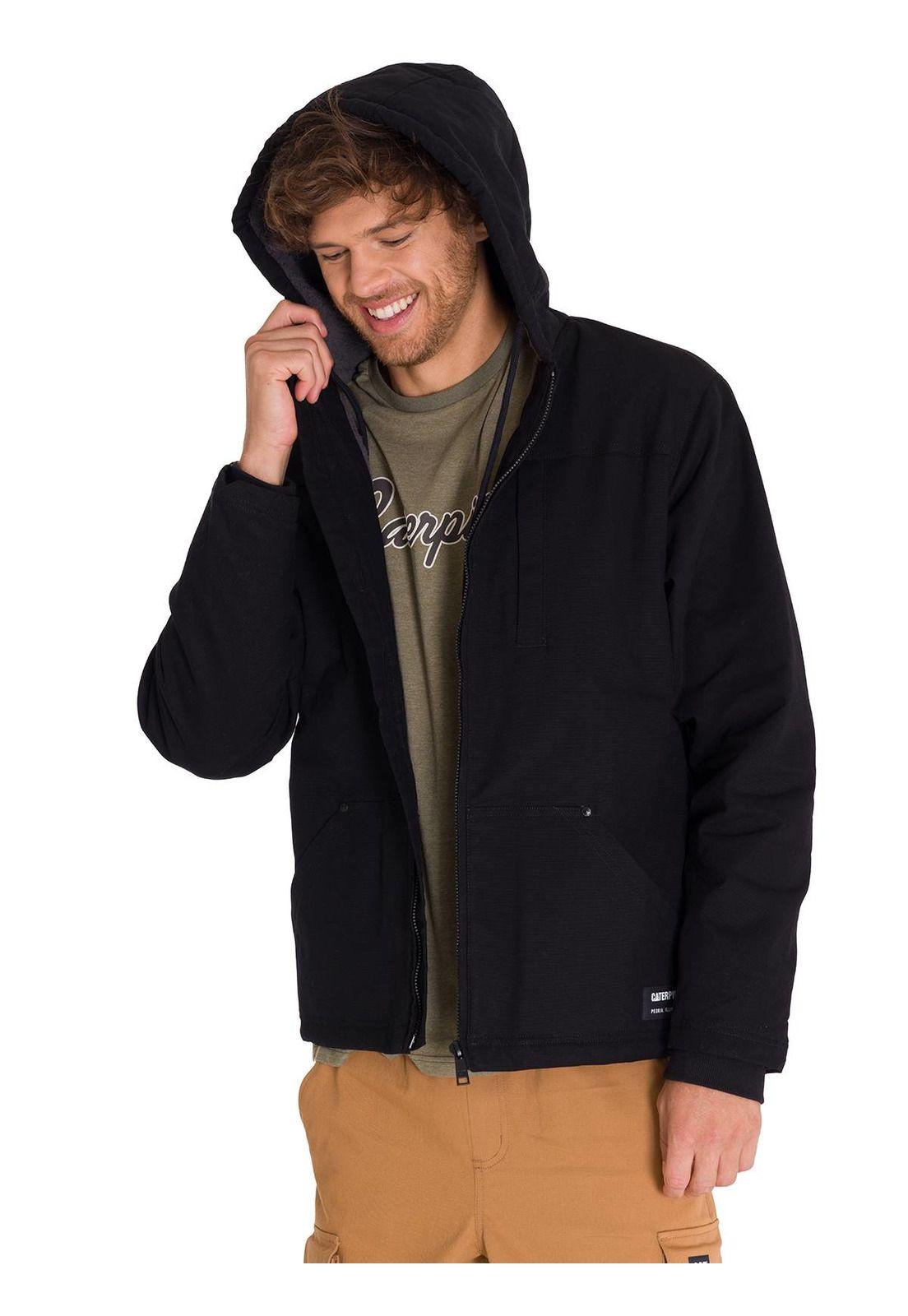 Chaqueta Hooded Sherpa Lined Hombre Negra-1