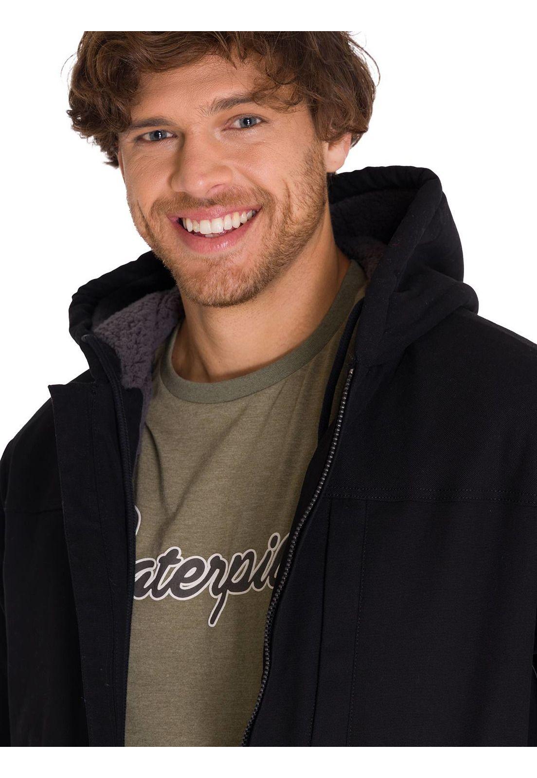 Chaqueta Hooded Sherpa Lined Hombre Negra-4