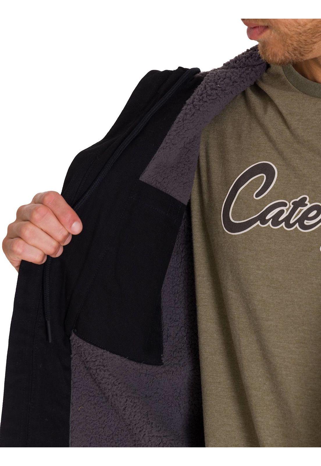 Chaqueta Hooded Sherpa Lined Hombre Negra-6