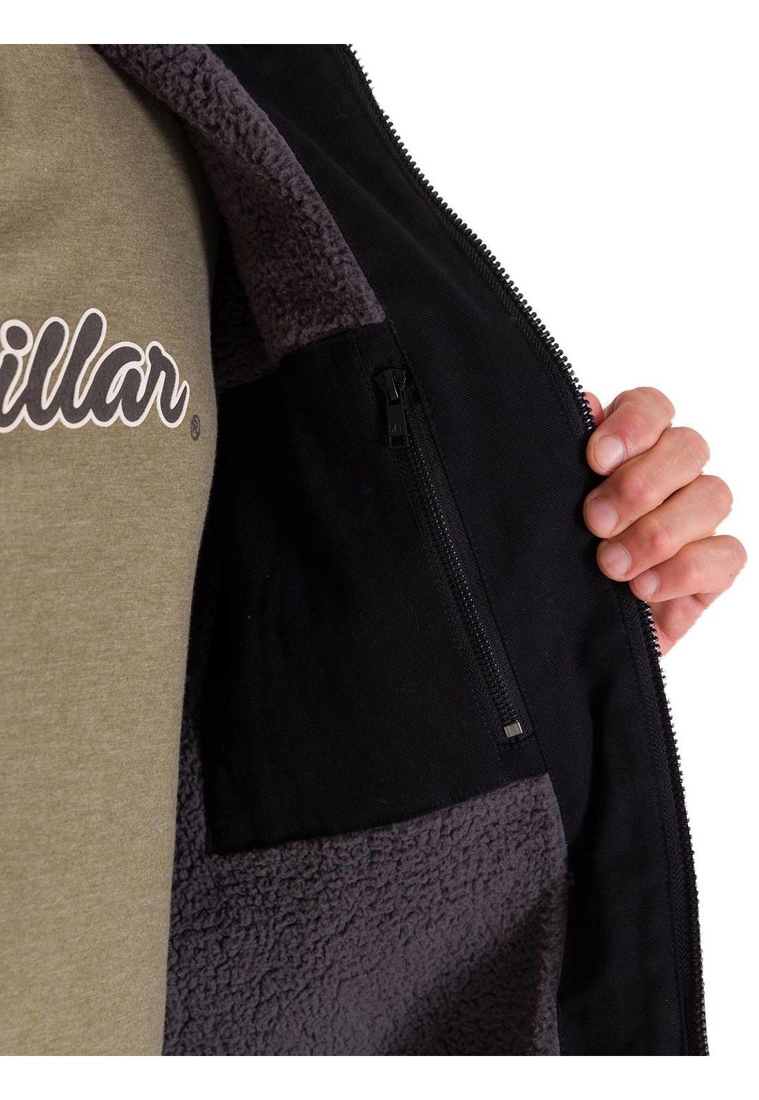 Chaqueta Hooded Sherpa Lined Hombre Negra-7
