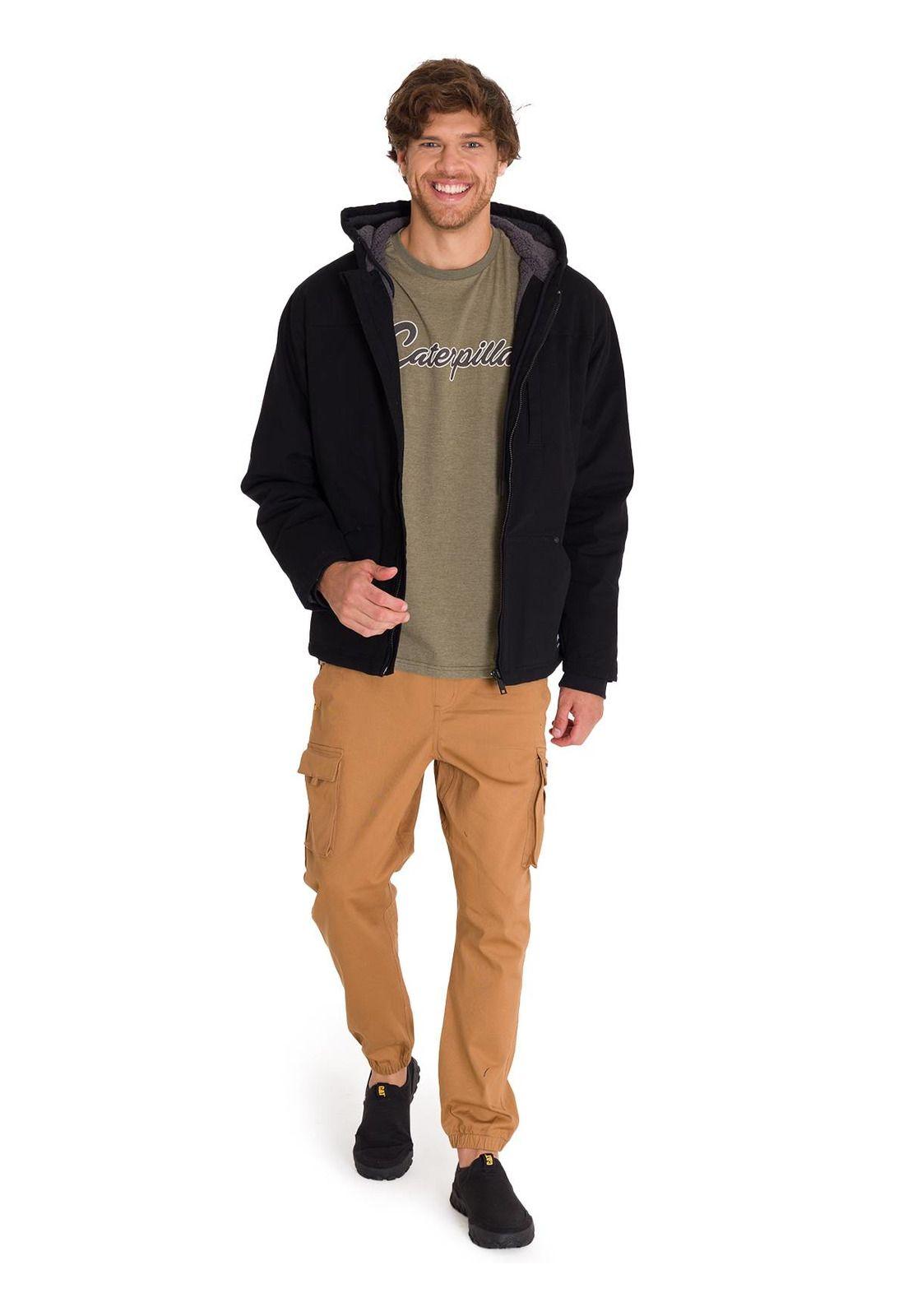 Chaqueta Hooded Sherpa Lined Hombre Negra-8