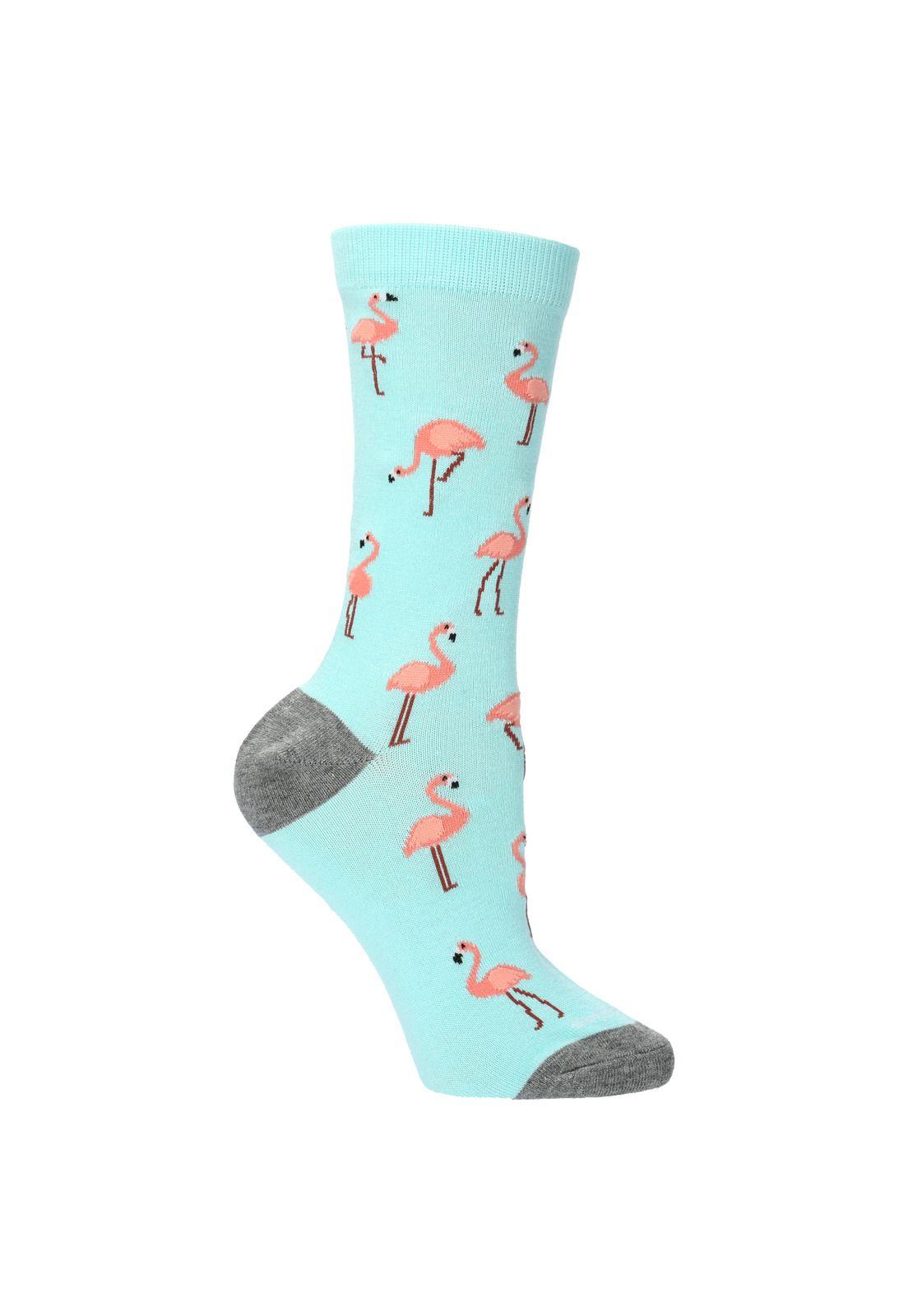 Calcetín Casual Flamingo Azul Mujer-0