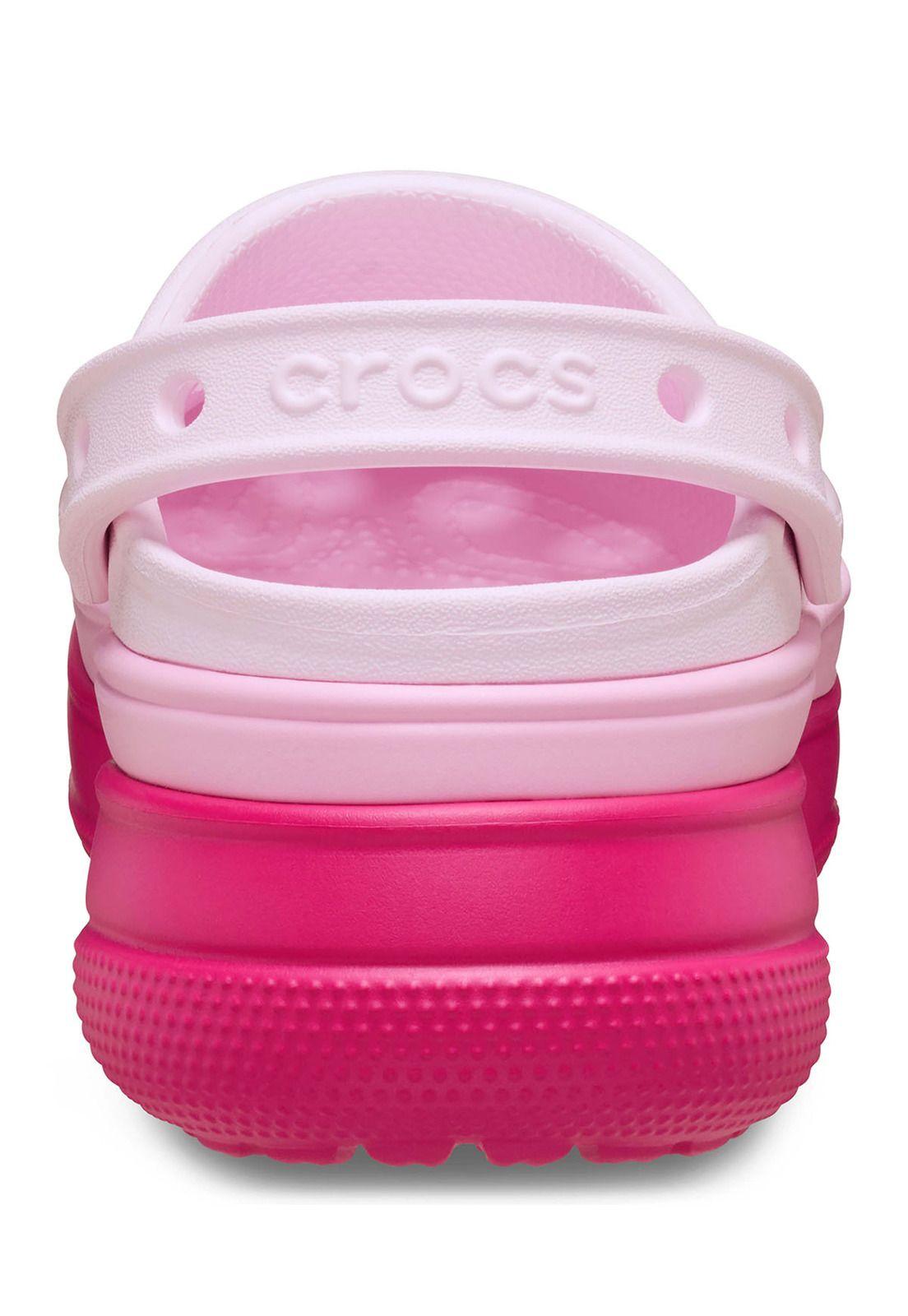 Zueco Crocs Mujer Plataforma Stacked Clog Rosado Claro-7