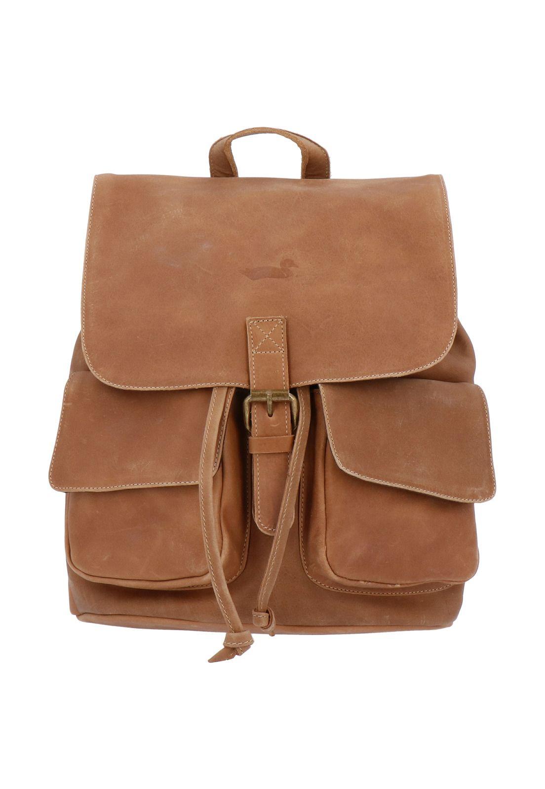 Mochila Cuero Mujer RKF Backpack Café Claro-0