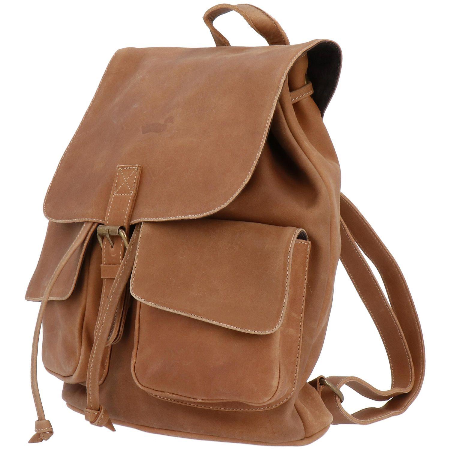Mochila Cuero Mujer RKF Backpack Café Claro-1