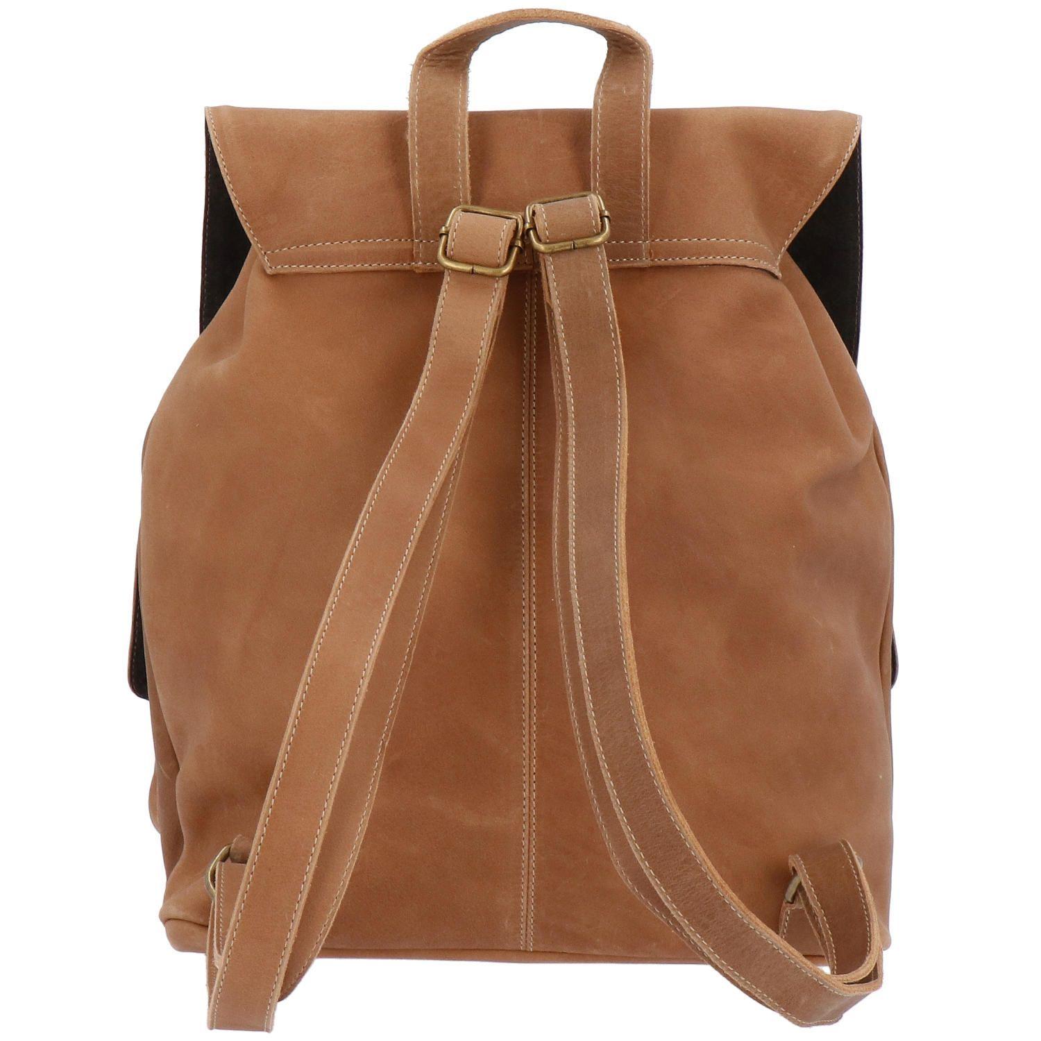 Mochila Cuero Mujer RKF Backpack Café Claro-2